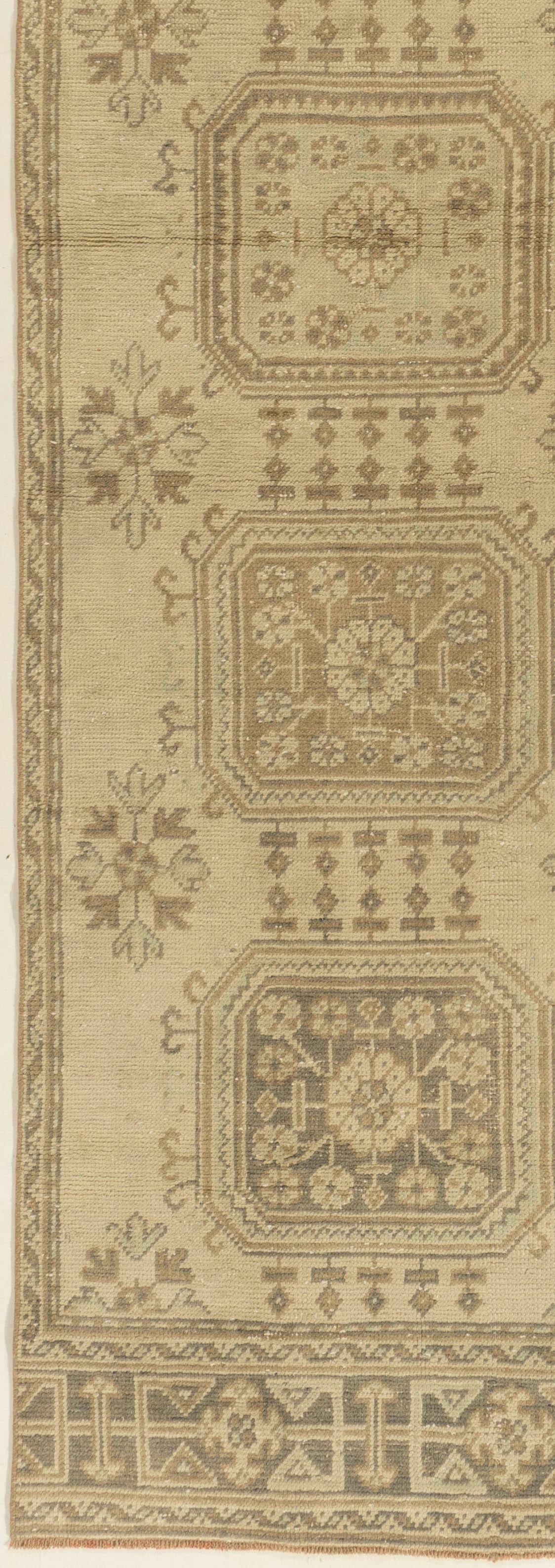 Vintage Beige Türkisch Oushak Läufer 2'10 X 11' (Handgeknüpft) im Angebot