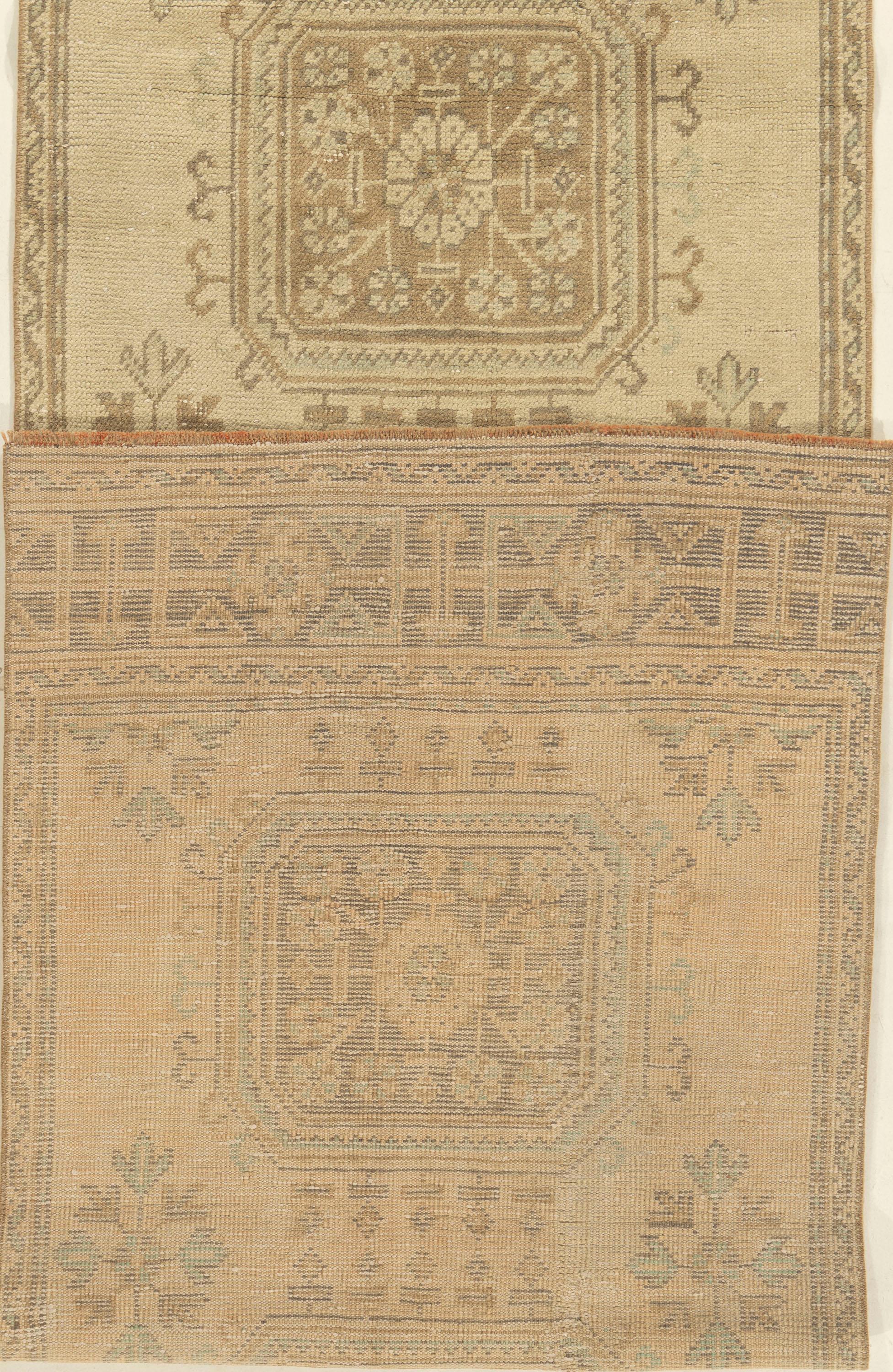 Vintage Beige Türkisch Oushak Läufer 2'10 X 11' im Angebot 1