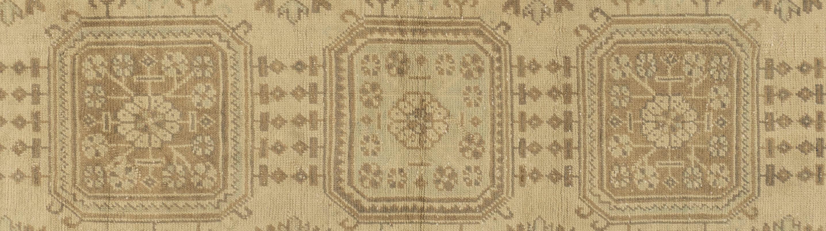 Vintage Beige Türkisch Oushak Läufer 2'10 X 11' im Angebot 2