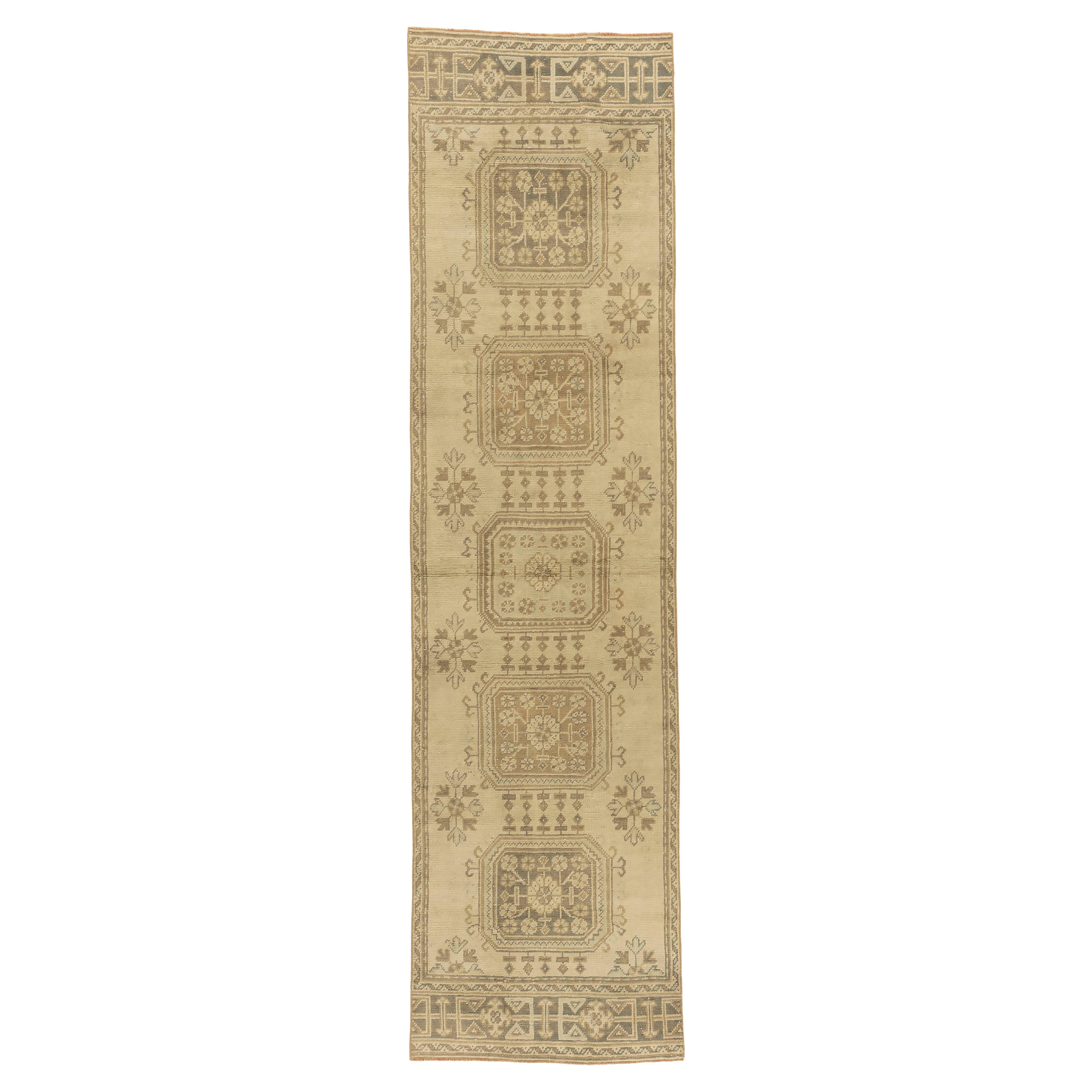 Vintage Beige Türkisch Oushak Läufer 2'10 X 11'