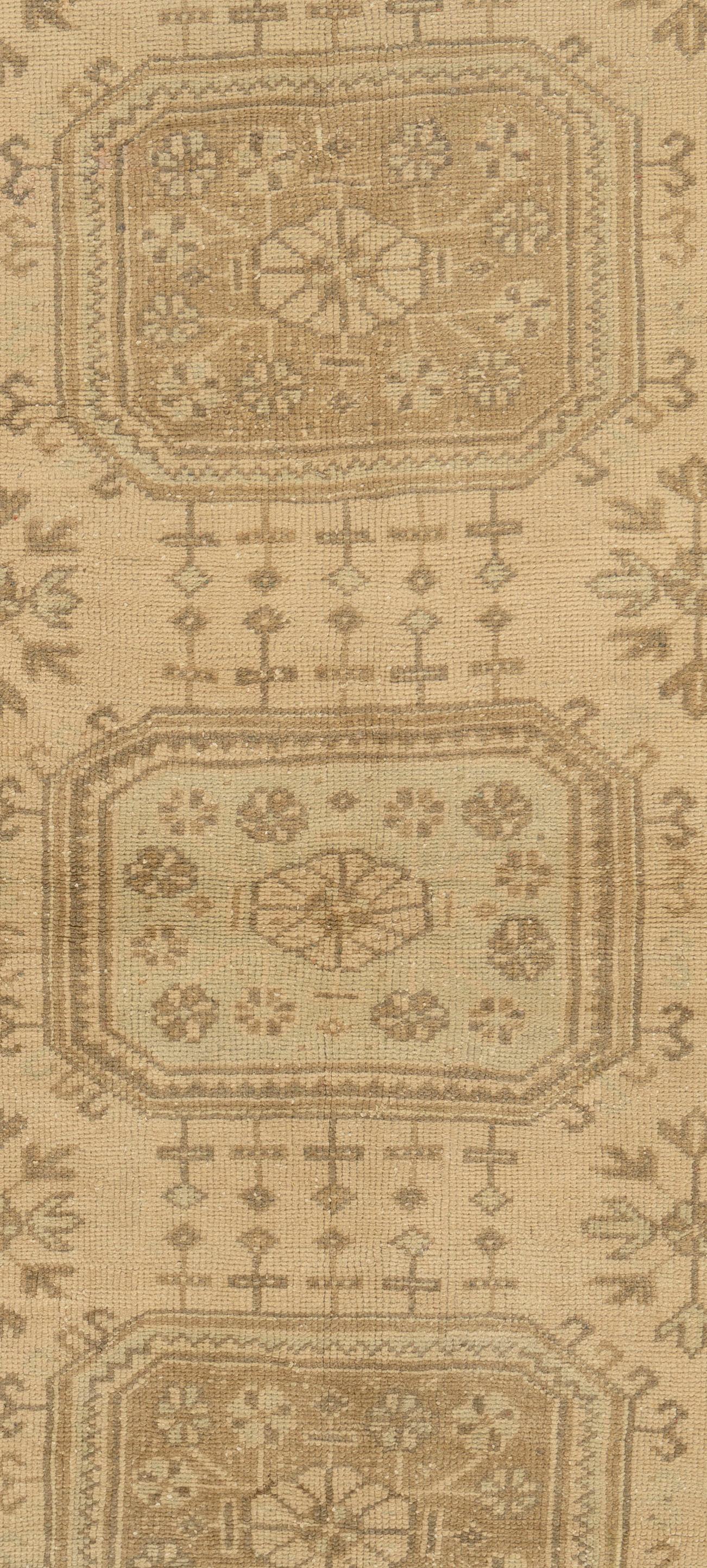 Lana Runner Oushak turco beige vintage 3'3 x 11'3 in vendita