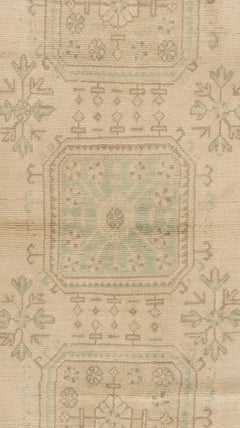 Vintage Turkish Oushak Runner Rug, 3'3 x 11'4 Hand-Knotted Wool, 1940