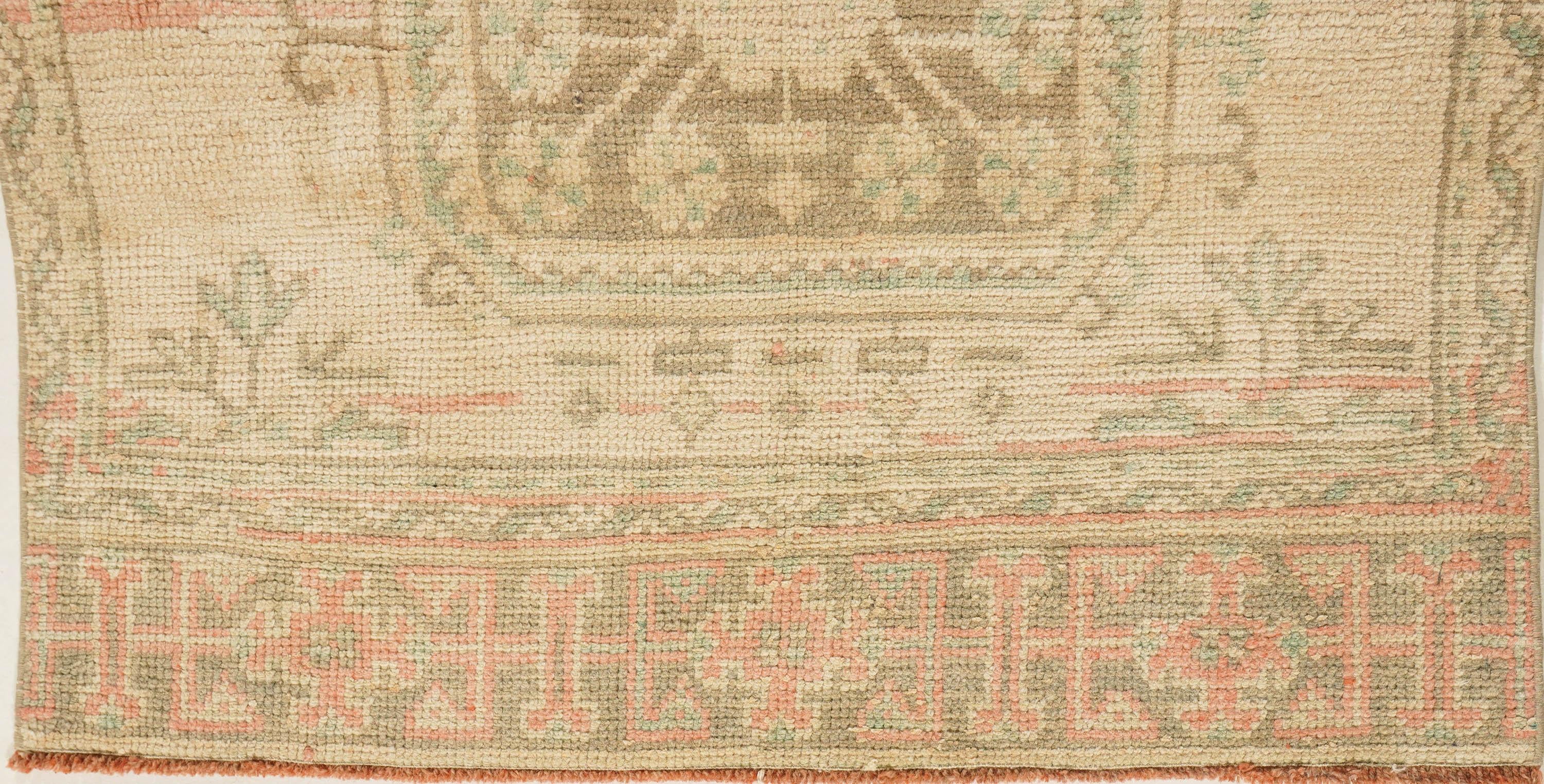 Vintage Beige Türkisch Oushak Läufer 3'3 X 11'4 (20. Jahrhundert) im Angebot