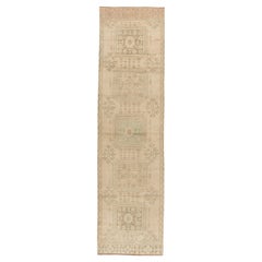 Vintage Beige Turkish Oushak Runner 3'3 X 11'4