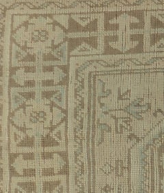 Vintage Beige Hand Knotted Turkish Oushak Runner 4'4 x 11'11