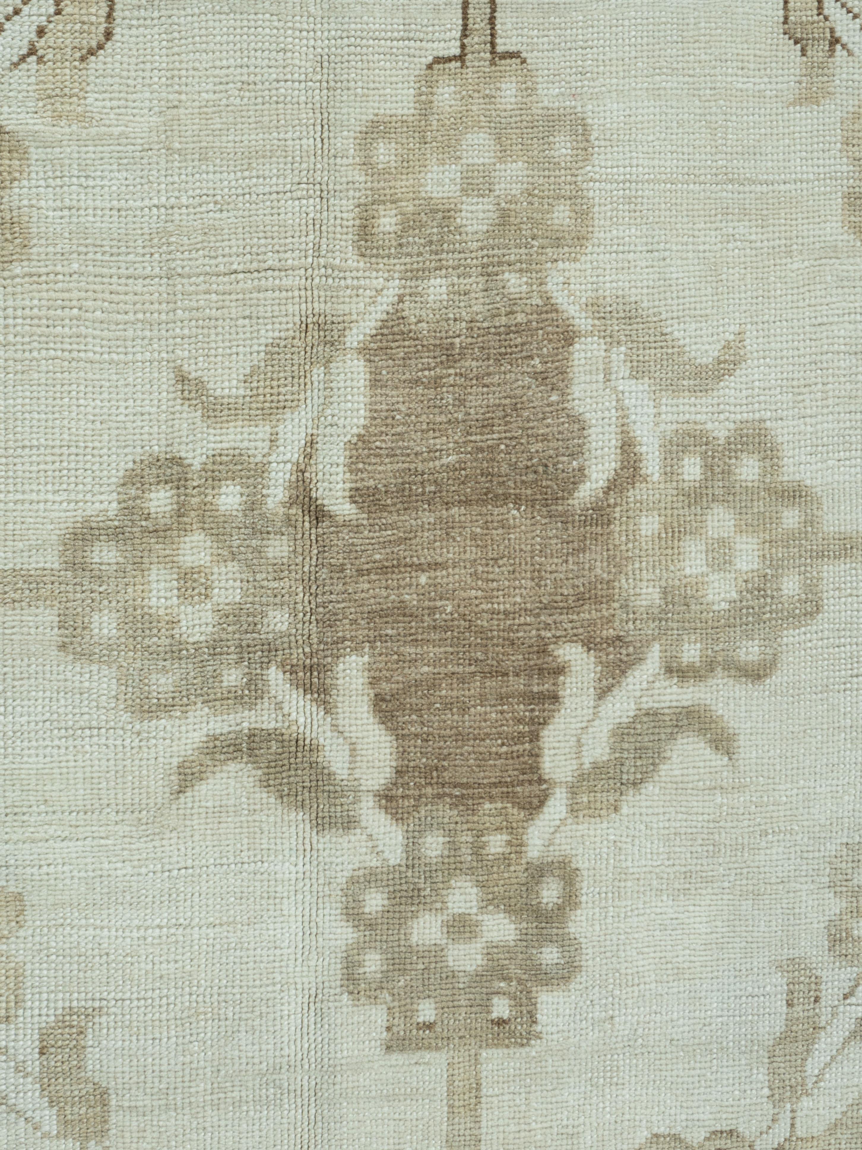 Vintage Rugs beige in lana turca annodata a mano Oushak in vendita 5
