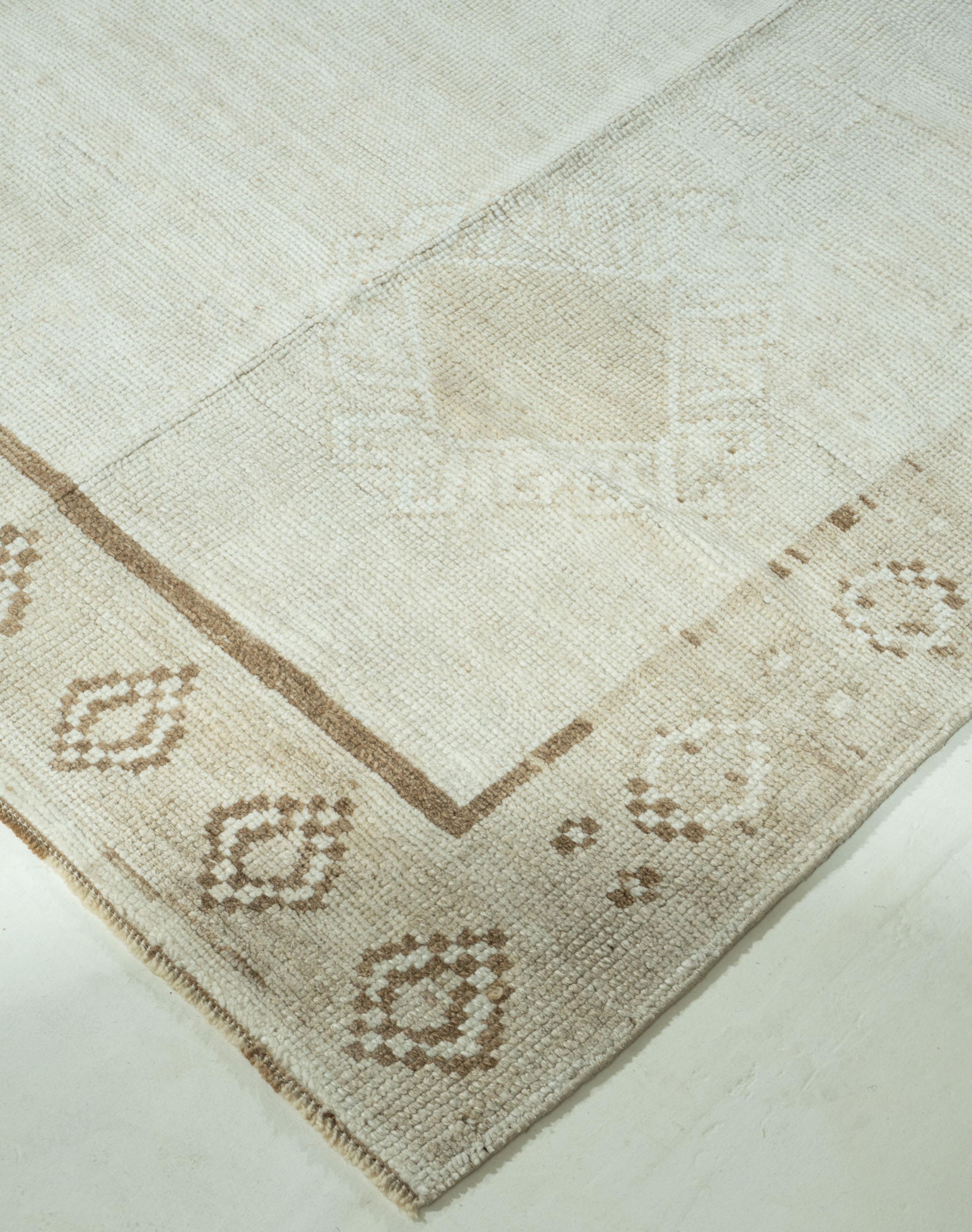 Vintage Rugs beige in lana turca annodata a mano Oushak in vendita 2