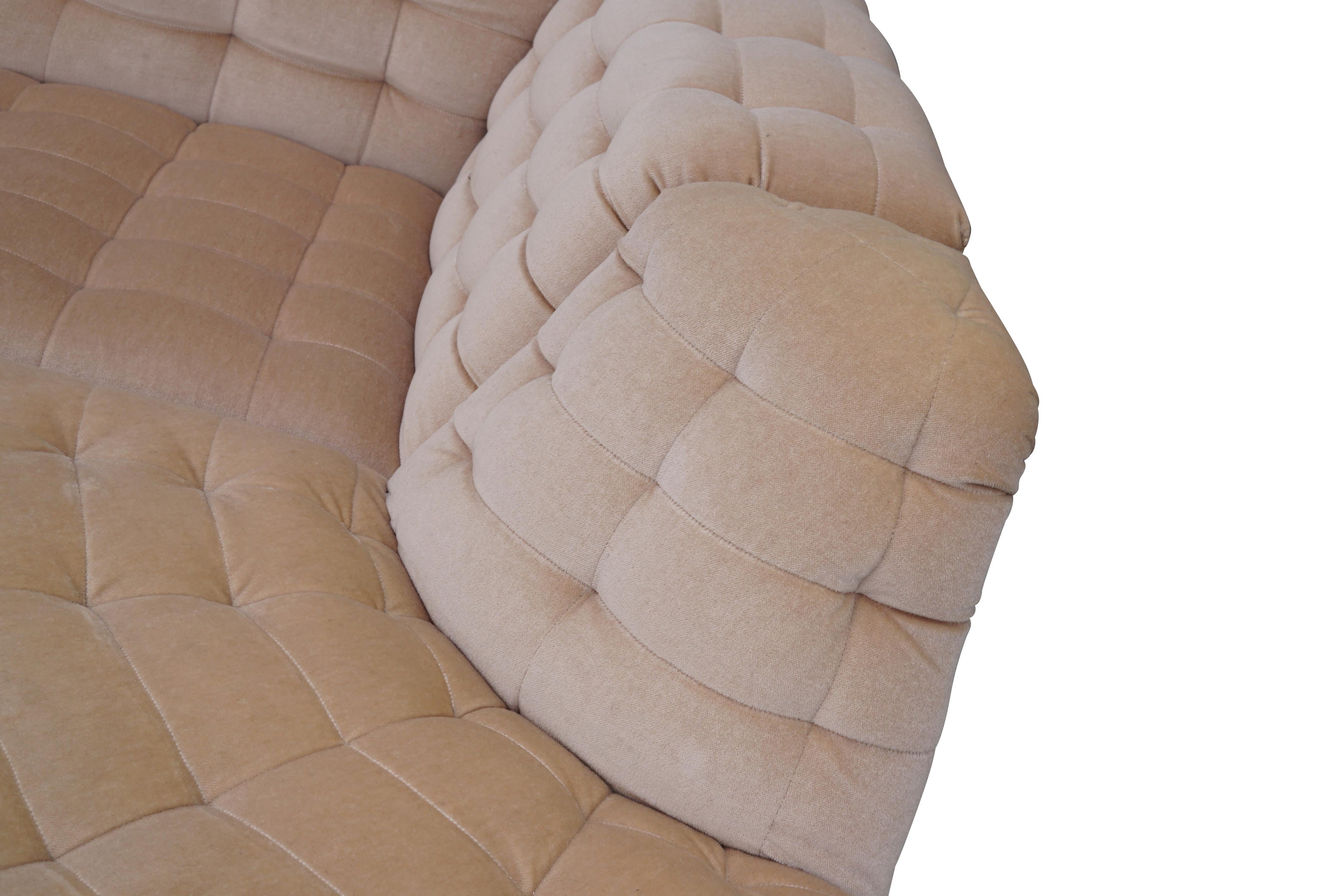 Divano componibile in velluto beige vintage di Laauser 7 elementi, Germania anni '70 in vendita 5