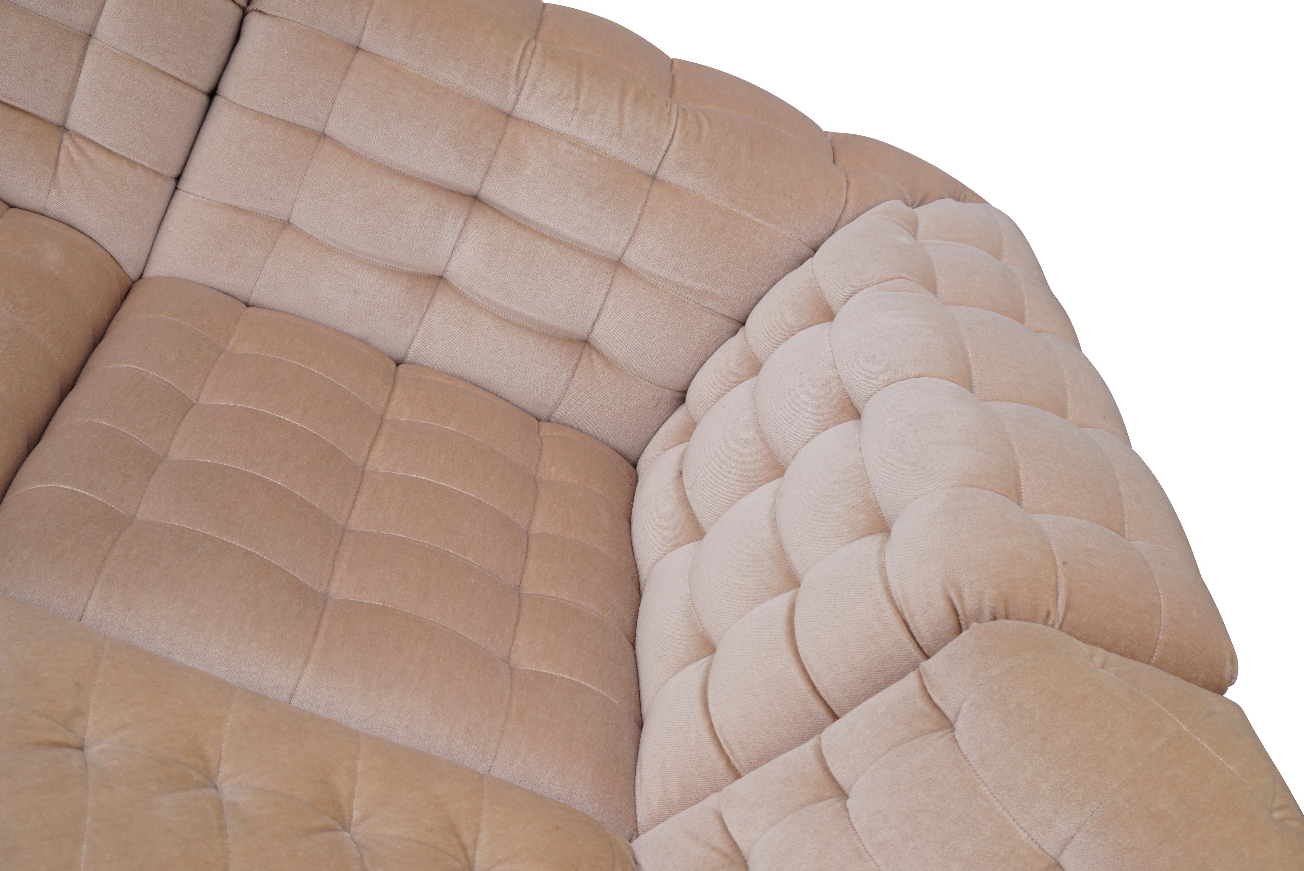 Divano componibile in velluto beige vintage di Laauser 7 elementi, Germania anni '70 in vendita 7