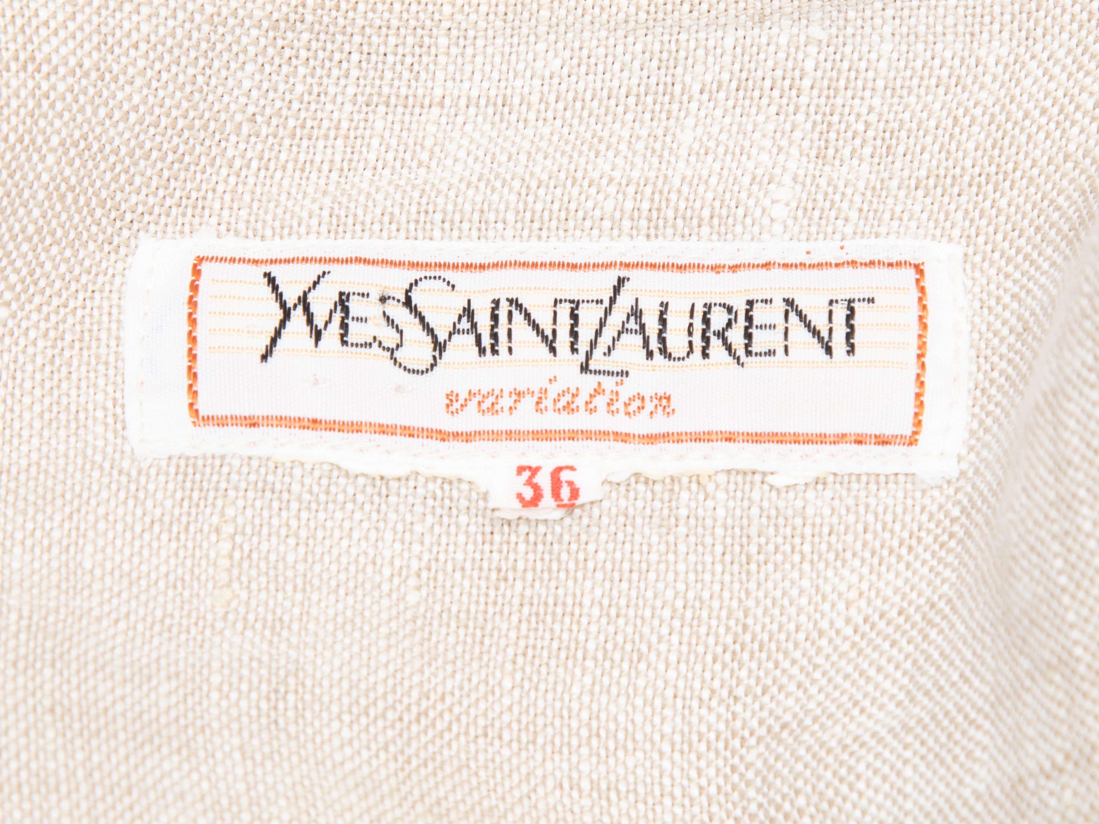 Vintage Beige Yves Saint Laurent Variation 1990s Linen Dress For Sale 1