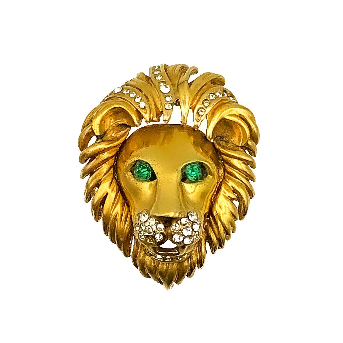 Vintage Bejewelled Lion Statement Ring 1980s In Good Condition For Sale In Wilmslow, GB