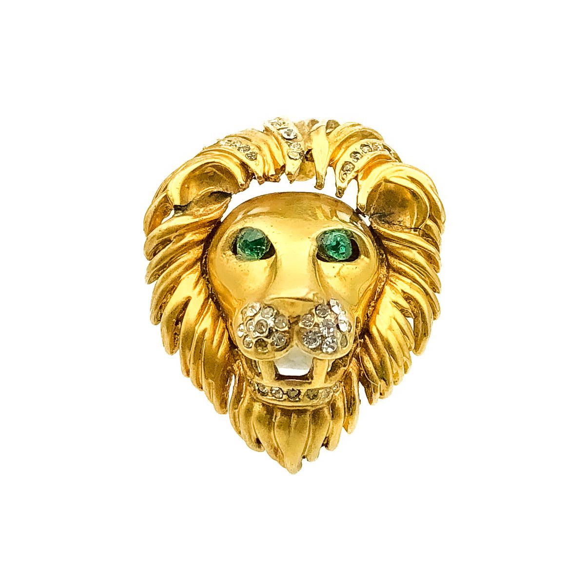 Vintage Bejewelled Lion Statement Ring 1980s For Sale