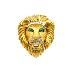 Retro Bejewelled Lion Statement Ring 1980s