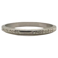 Antique Belais 18K White Gold Engraved Wedding Band Size 7