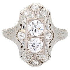 Antique Belais Art Deco Diamond Ring 1.38ct 14k White Gold Fine Jewelry