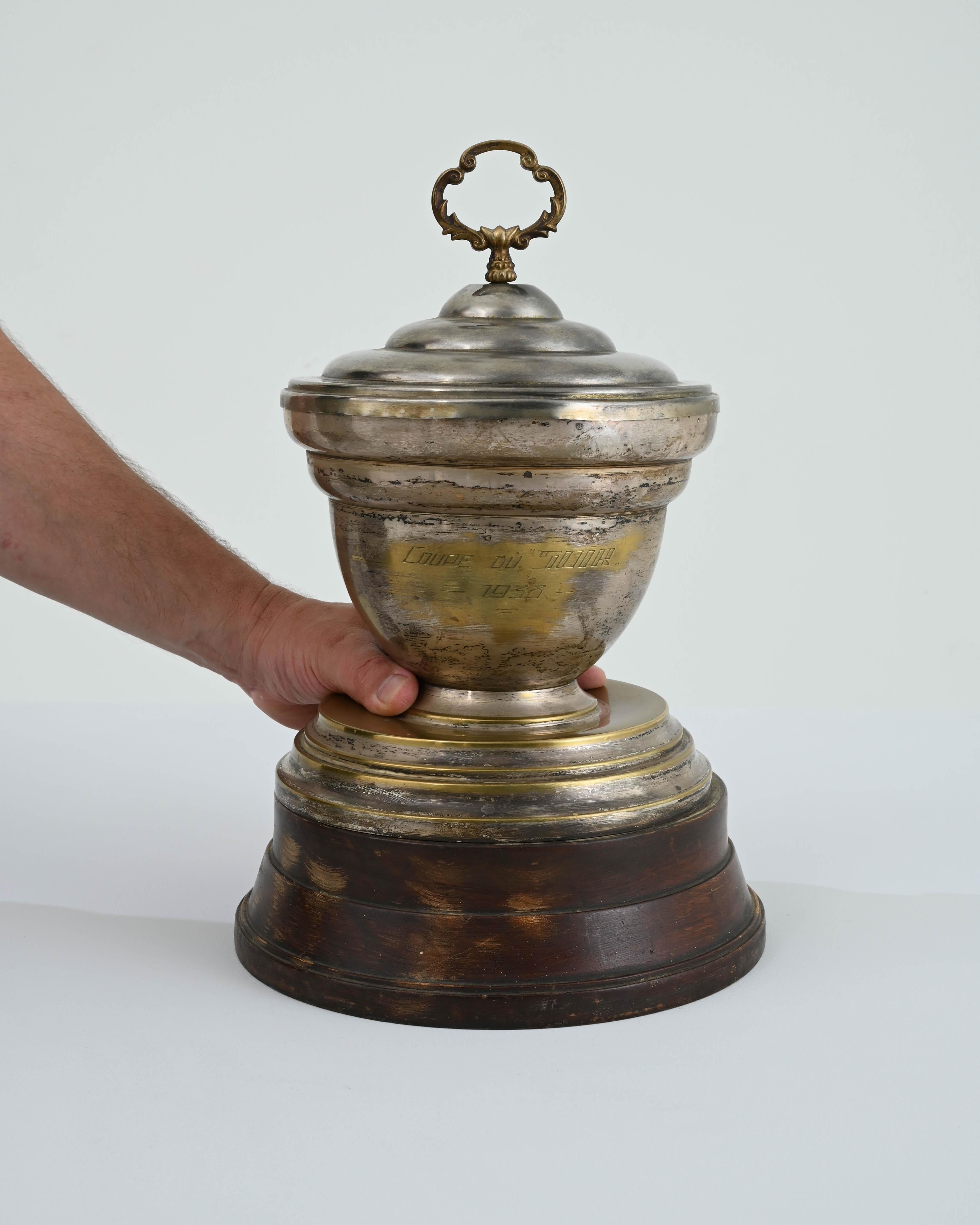 French Vintage Belgian Brass Trophy Cup For Sale