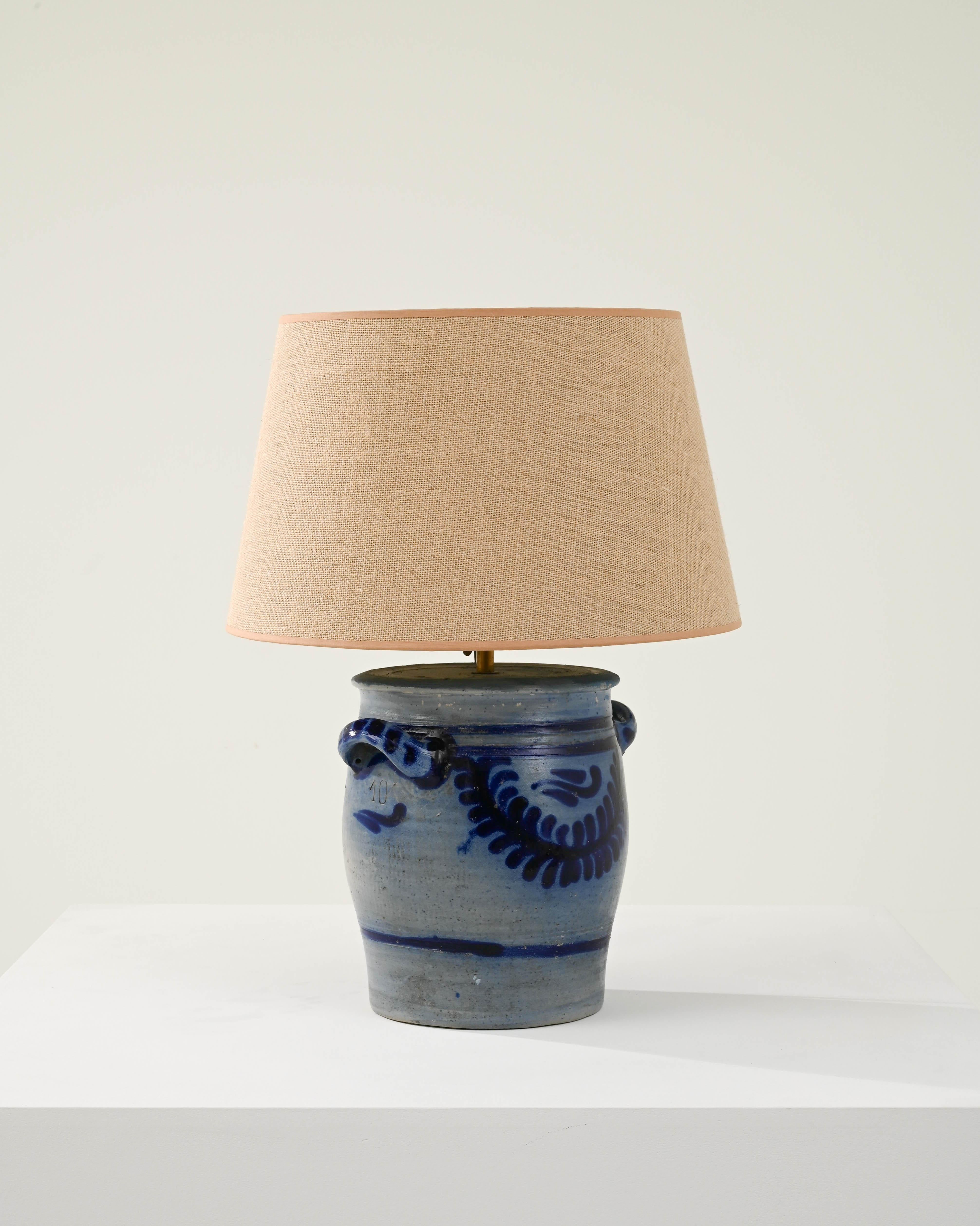 Early 20th Century Vintage Belgian Ceramic Vase Table Lamp