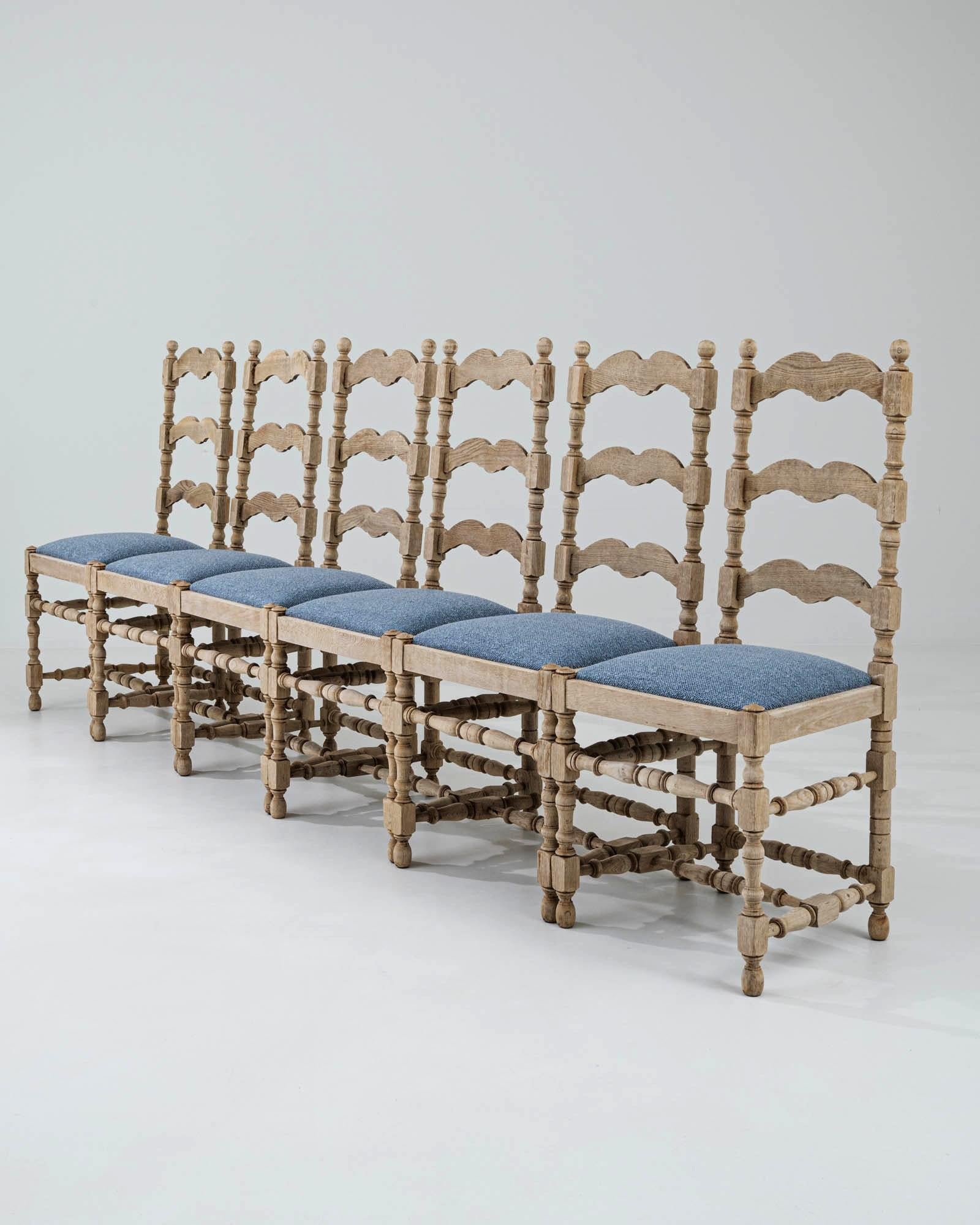 Vintage Belgian Country Oak Dining Chairs, Set of Six For Sale 7