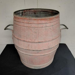 Bac à fleurs vintage belge de type « Dolly Tub » avec poignées, couleur saumon