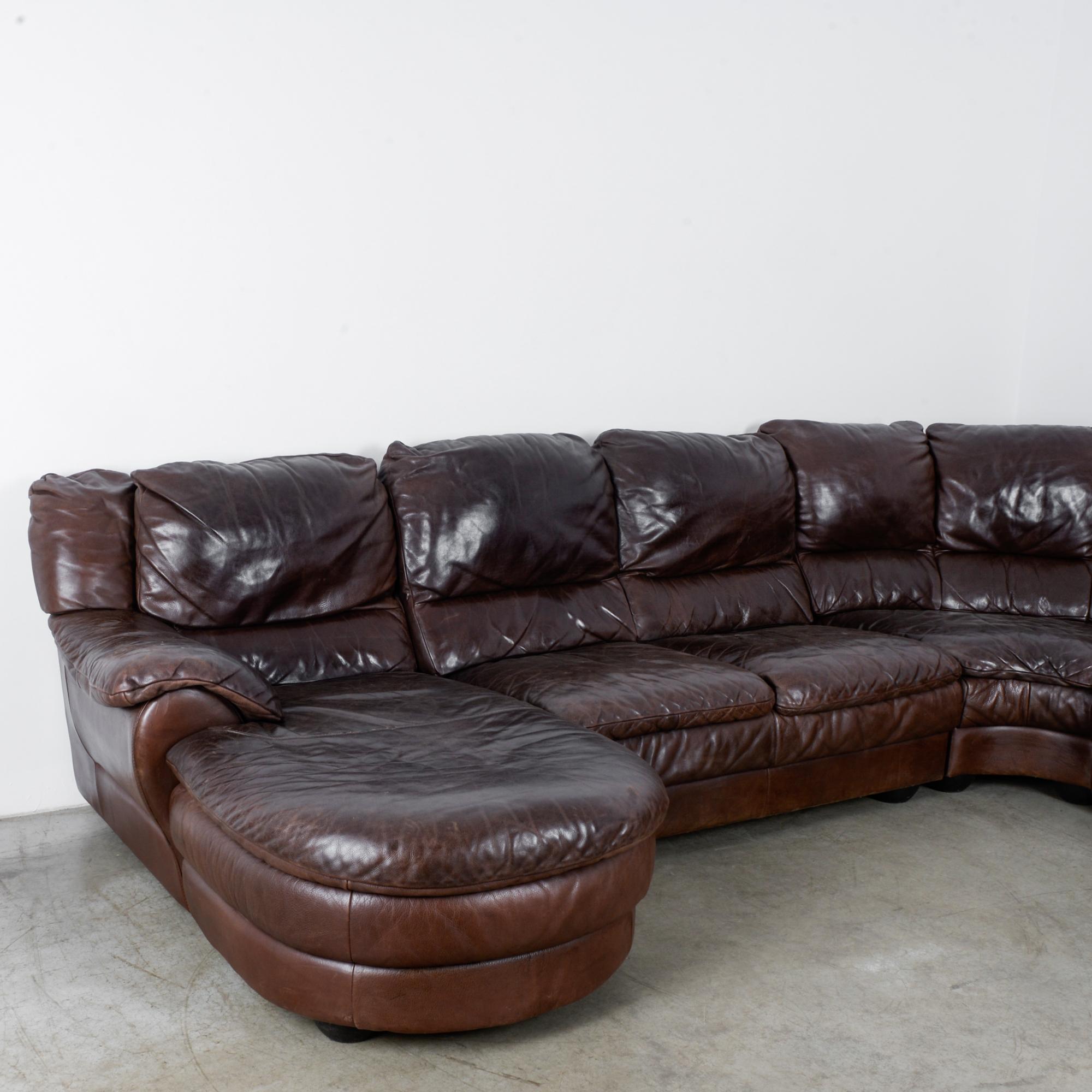 Vintage Belgian Four-Piece Leather Sectional Sofa 6