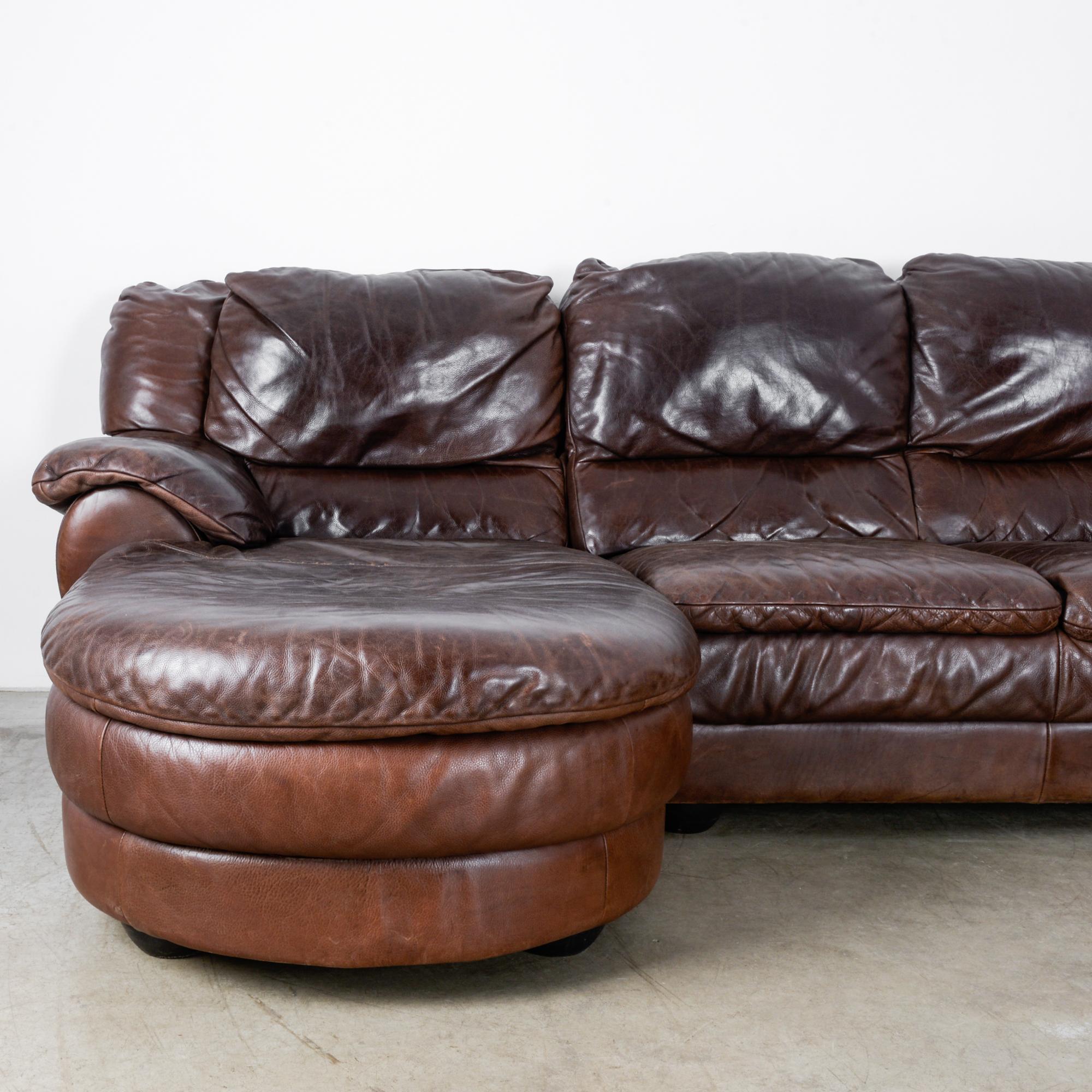 vintage leather sectional sofa
