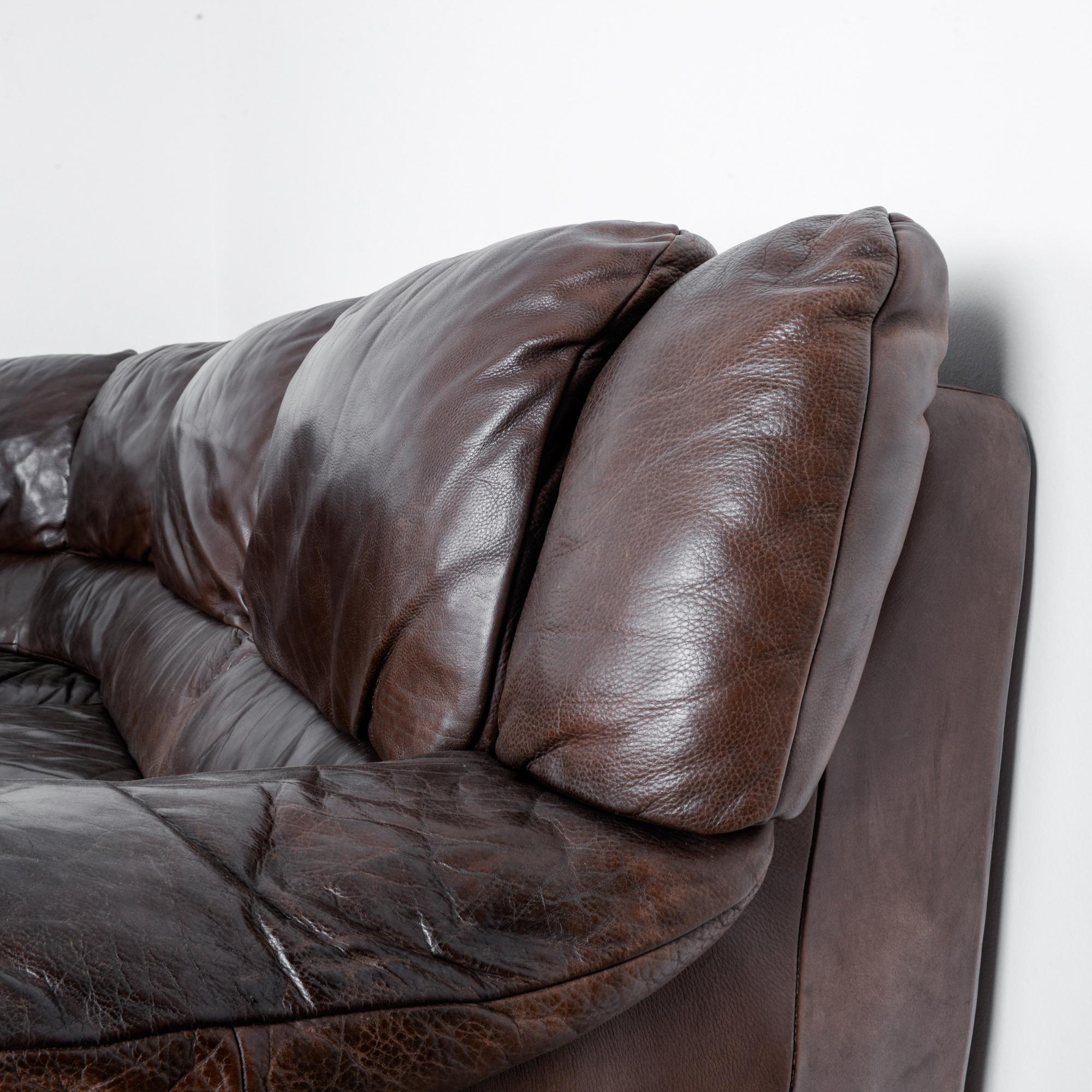 Late 20th Century Vintage Belgian Four-Piece Leather Sectional Sofa