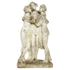 Vintage Belgian Garden Statue, The Three Graces, after Antonio Canova, c. 1970