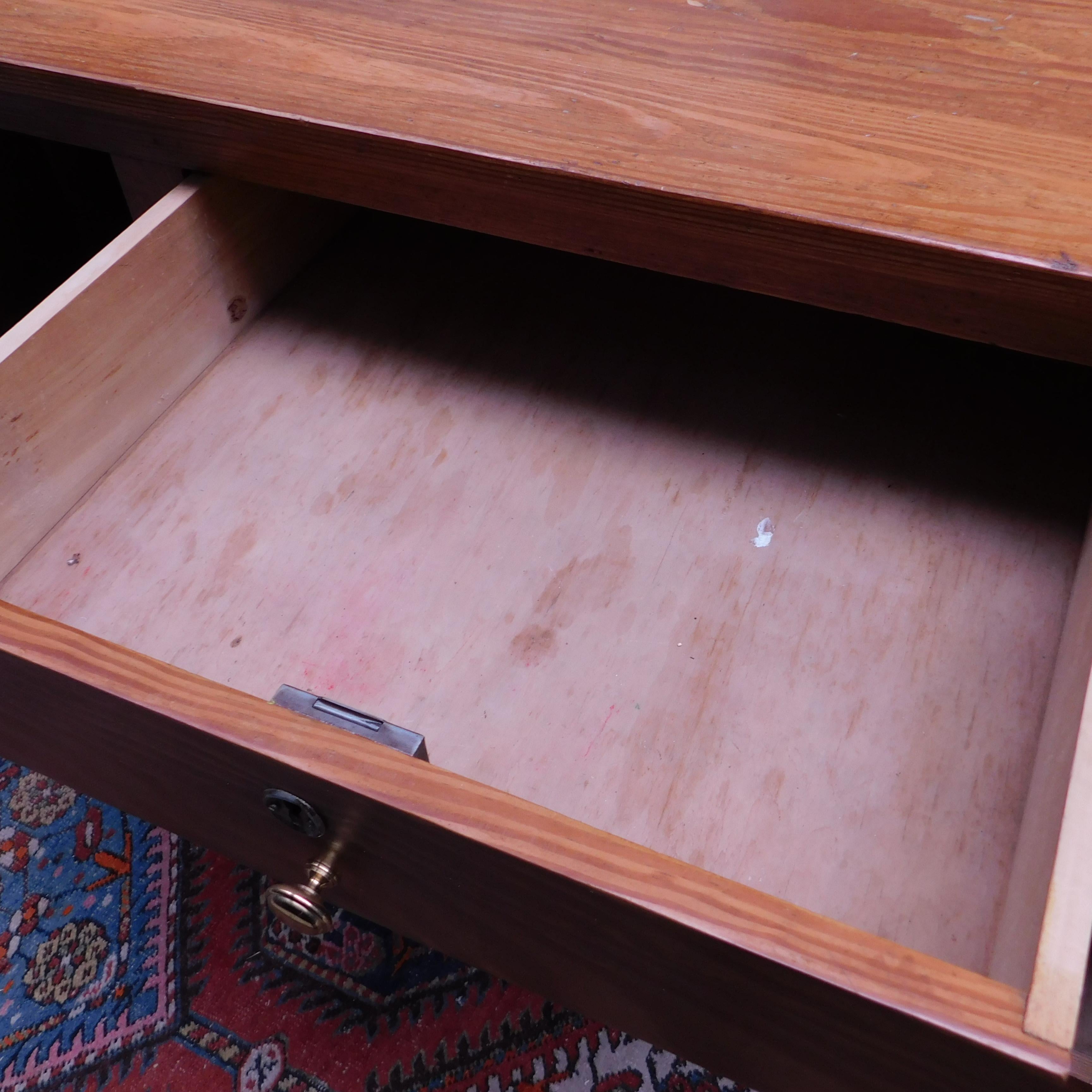 Vintage Belgian Heart Pine School Masters Desk, circa 1940 For Sale 3