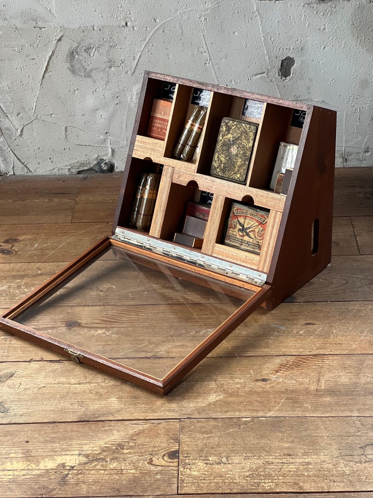 Vintage Belgian J. Cortes cigar counter display cabinet, smoking cabinet sur 1stDibs