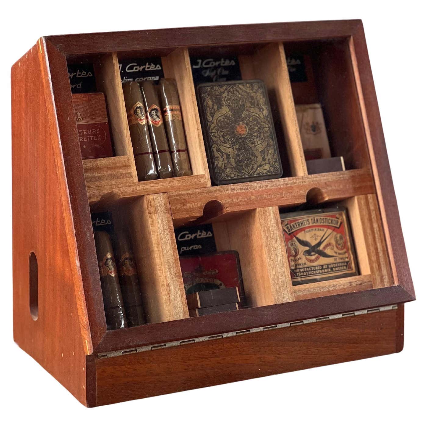 Display Spoking Vintage Belgian J. Cortes cigar counter display cabinet, smoking ...