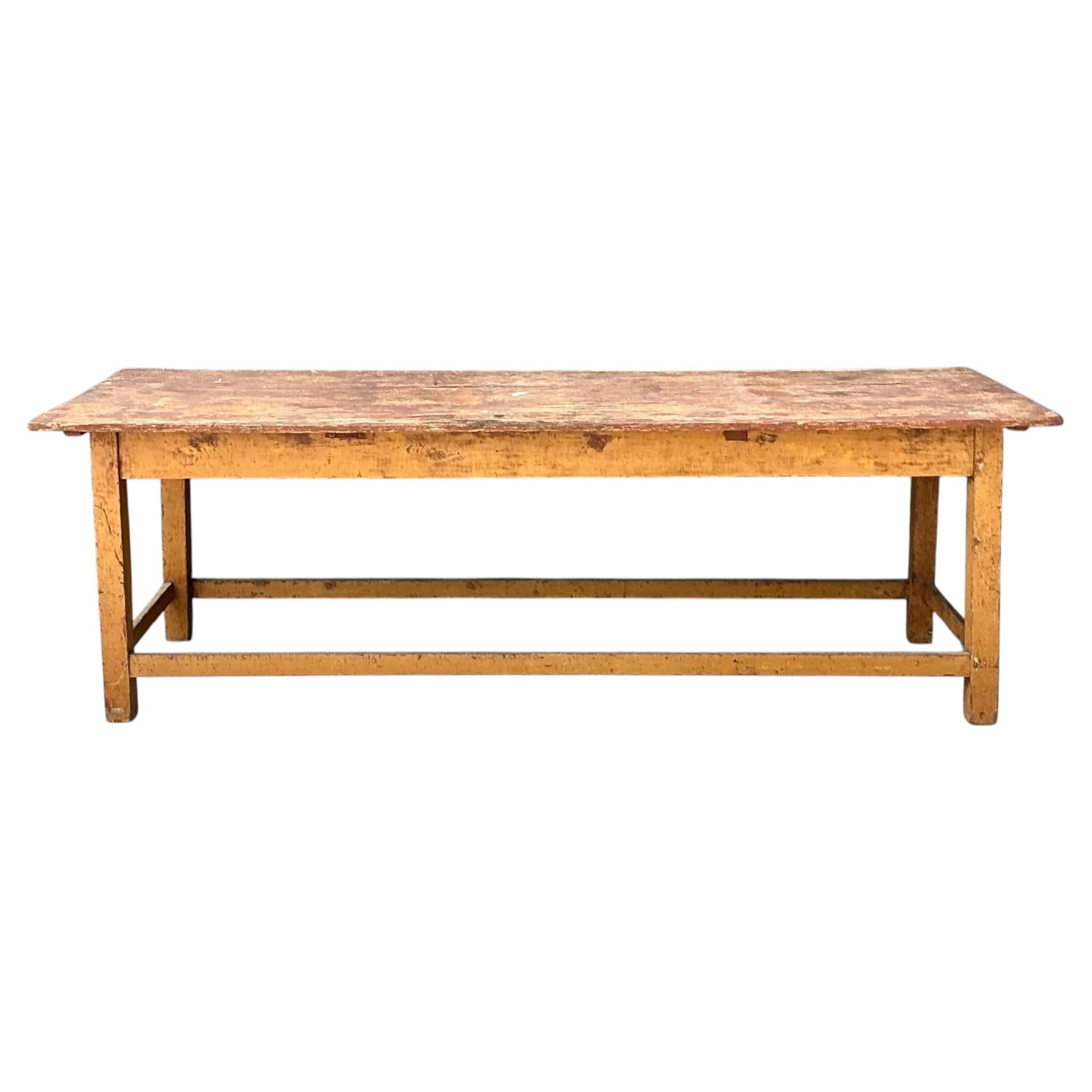 Table de ferme belge vintage, monumentale, en bois rustique en vente