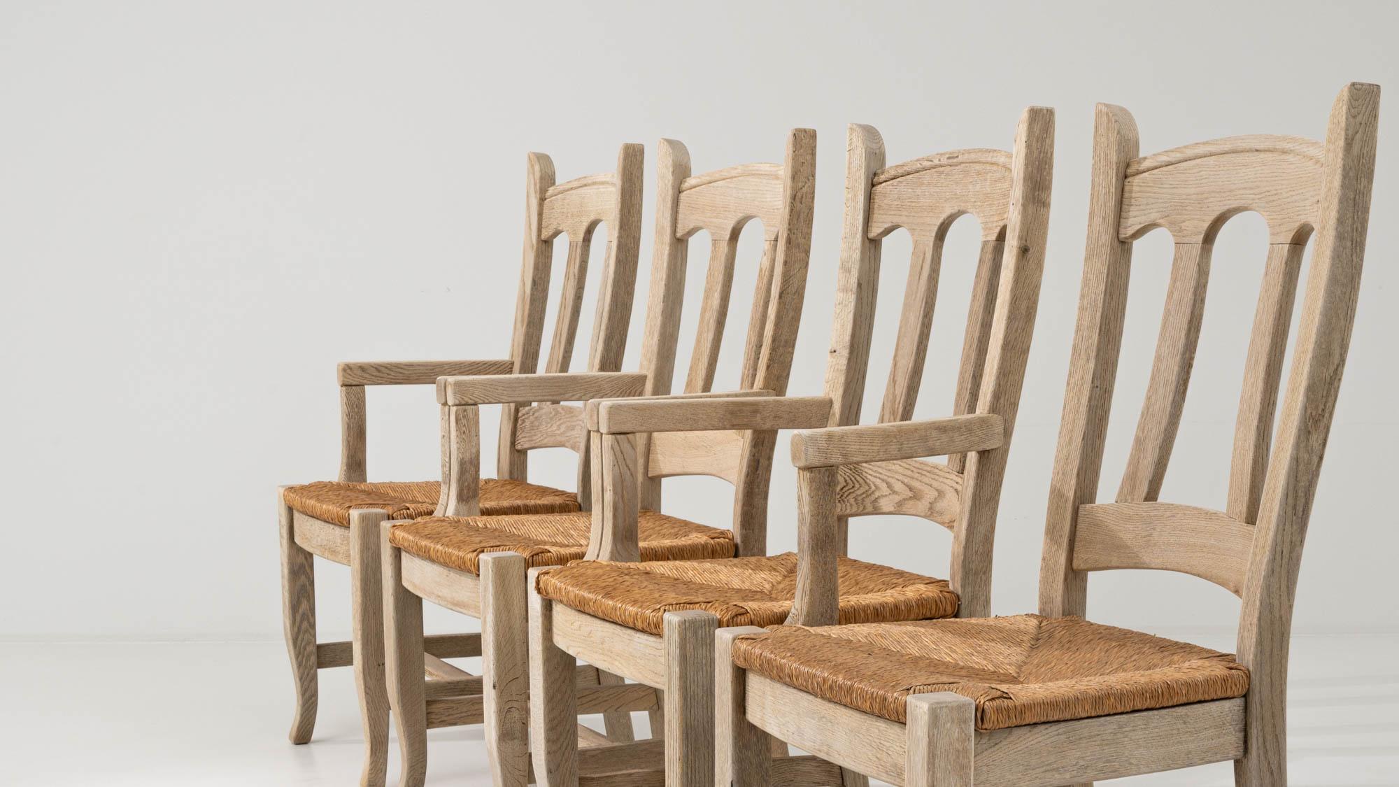 Esszimmerstühle aus belgischer Eiche, Satz mit vier Stühlen im Angebot 6