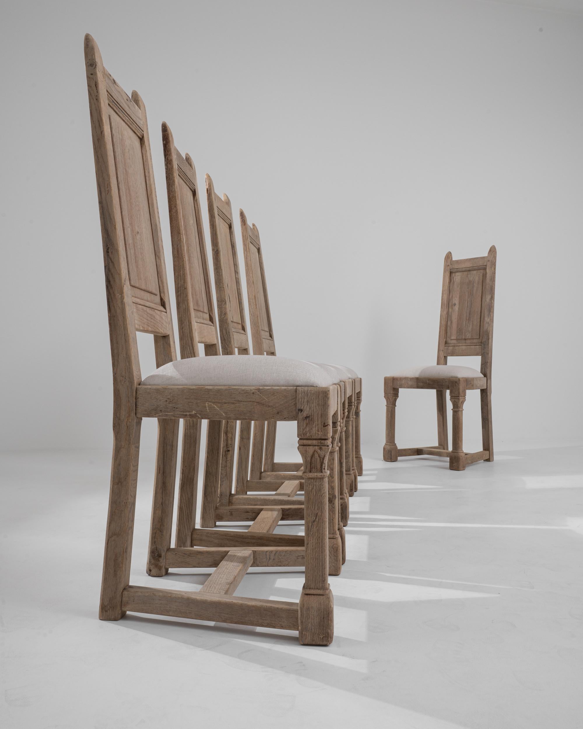Vintage Belgian Oak Dining Chairs, Set of Six  1