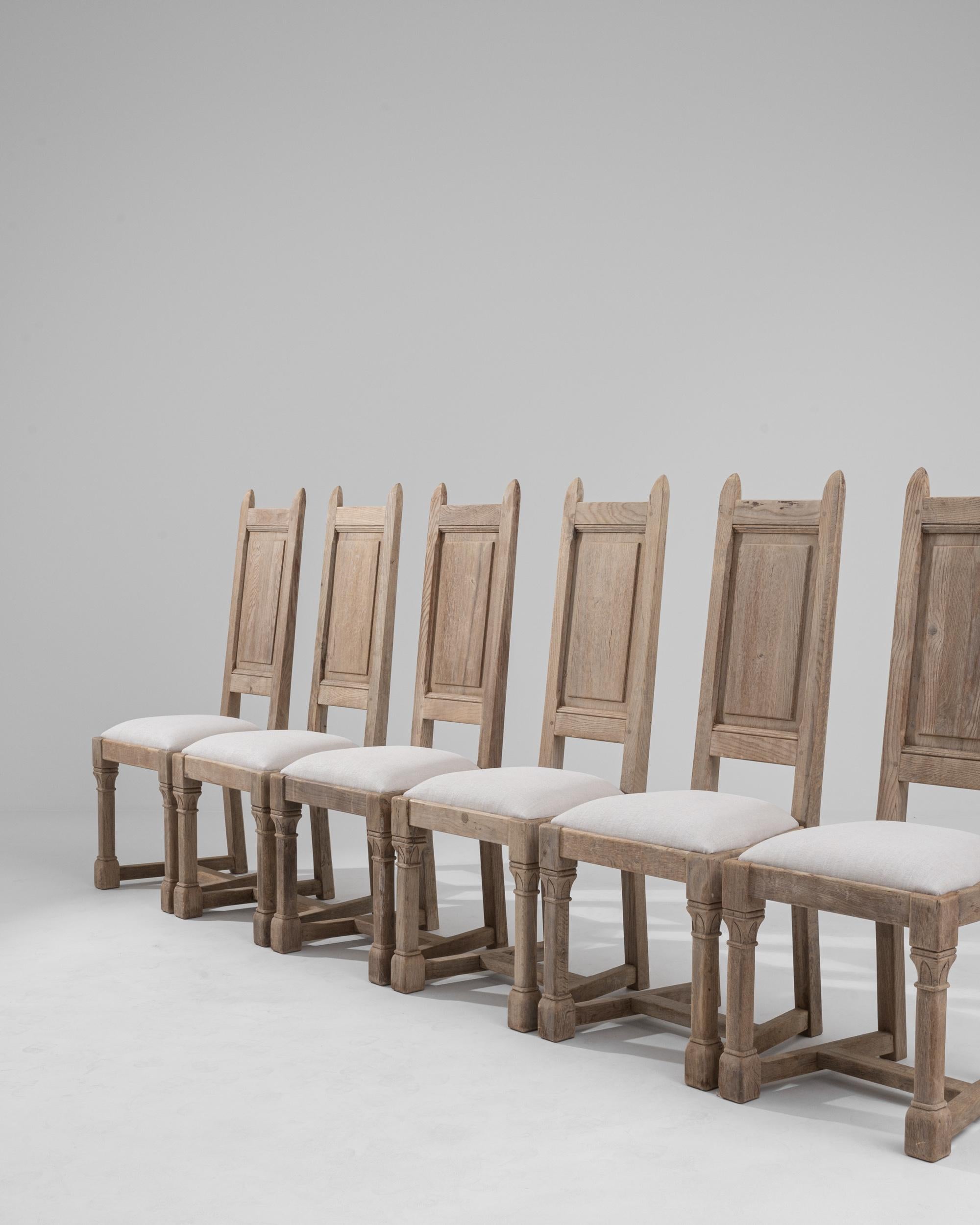 Vintage Belgian Oak Dining Chairs, Set of Six  2