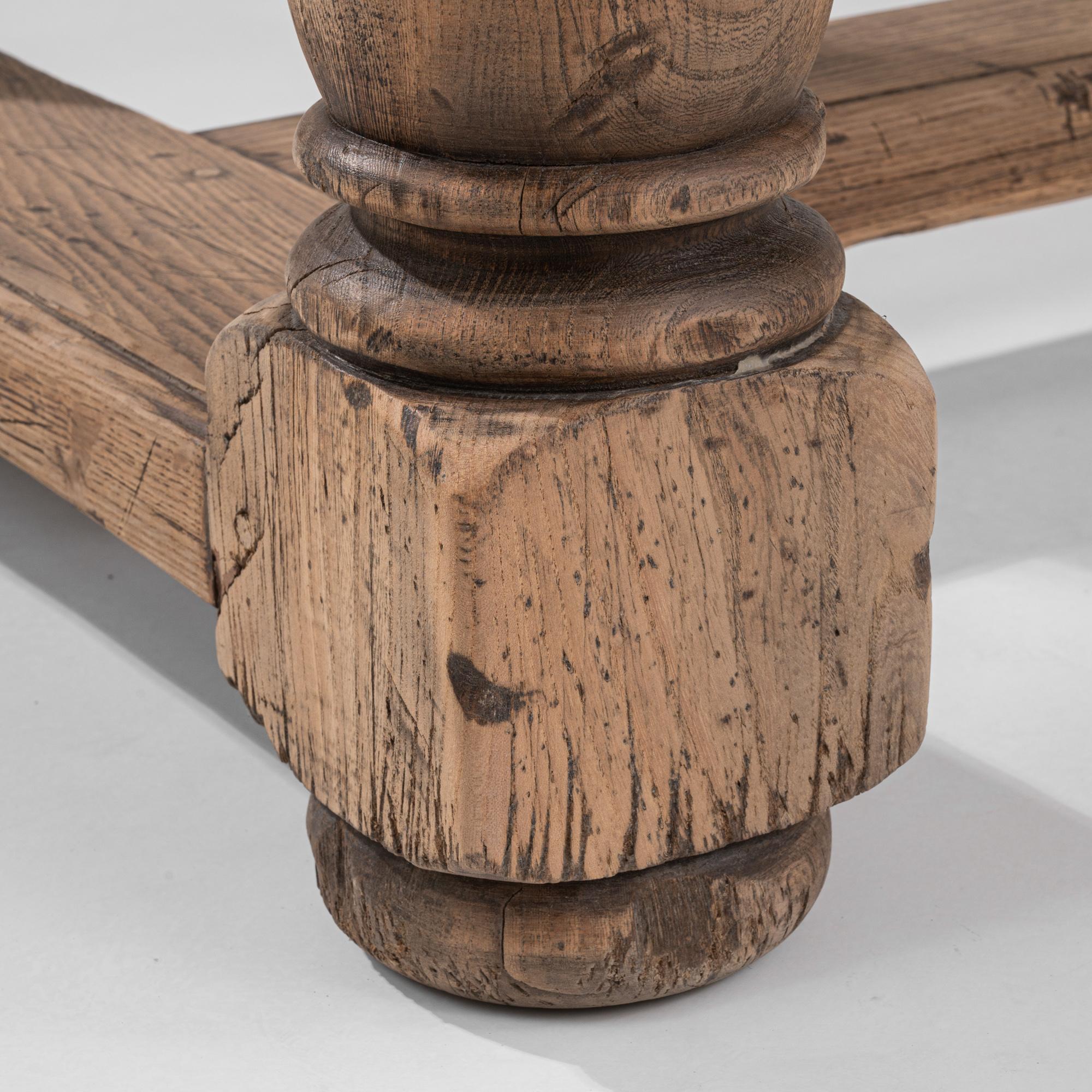 Vintage Belgian Oak Dining Table For Sale at 1stDibs