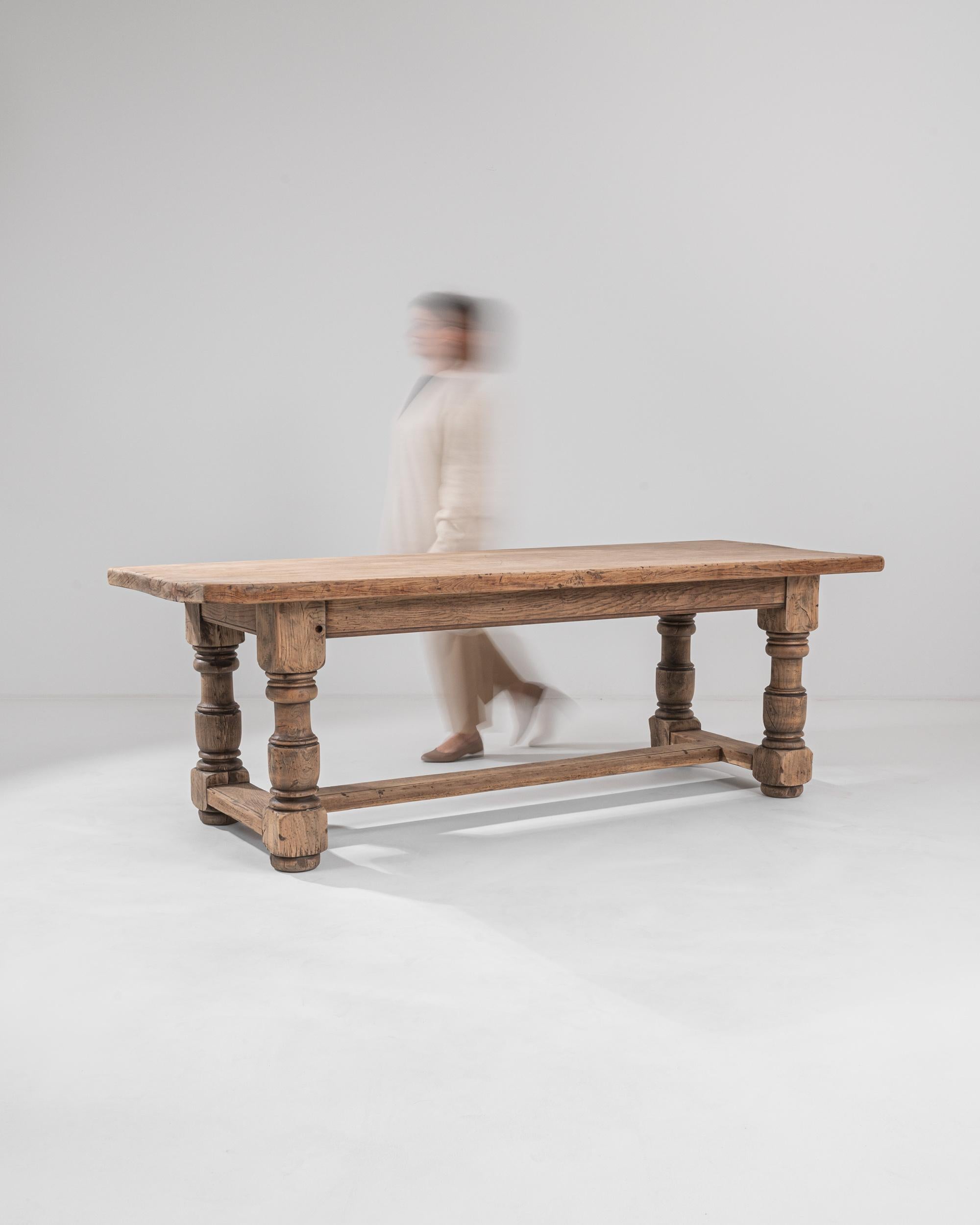 Vintage Belgian Oak Dining Table For Sale at 1stDibs