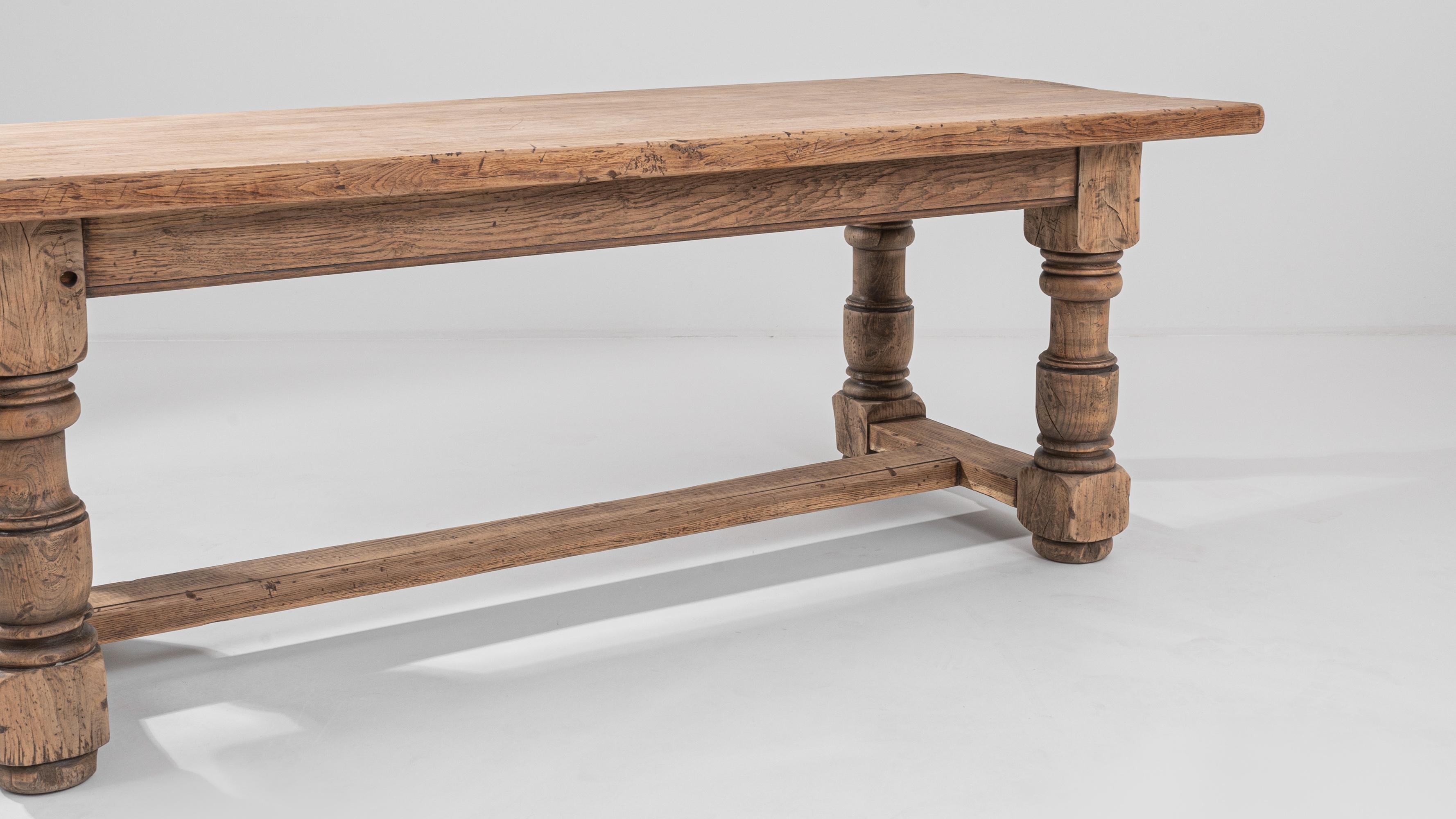 Vintage Belgian Oak Dining Table For Sale at 1stDibs