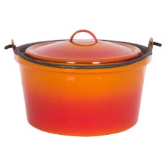 Vintage Belgian Red-Orange Enameled Casserole