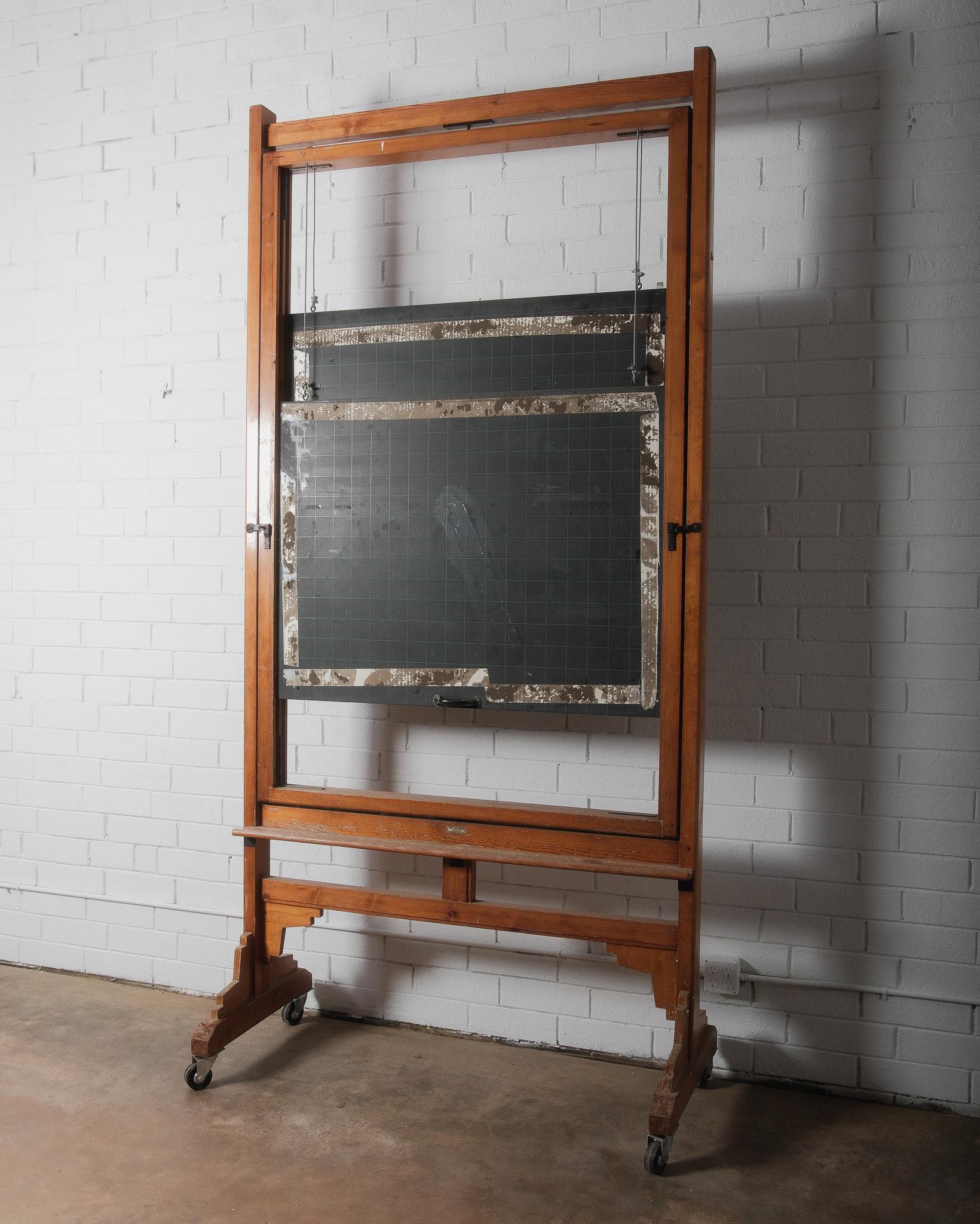 Vintage Belgian Rolling Blackboard by Daniel Van Calbergh For Sale 1
