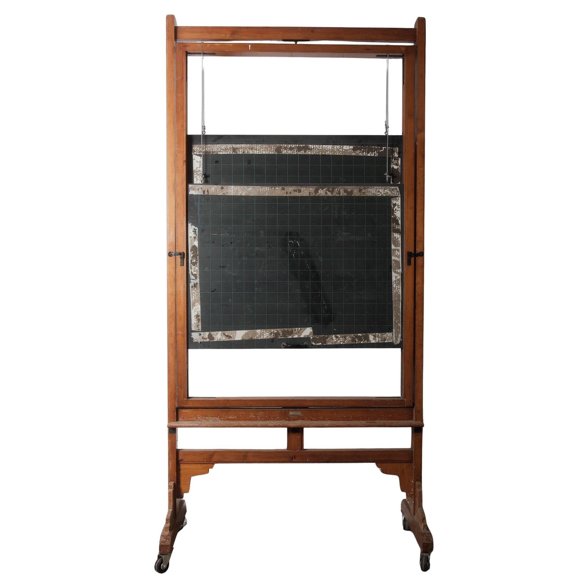 Vintage Belgian Rolling Blackboard by Daniel Van Calbergh