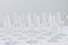Vintage Belgian Set of 38 Etched Crystal Martini & Cocktail Glasses