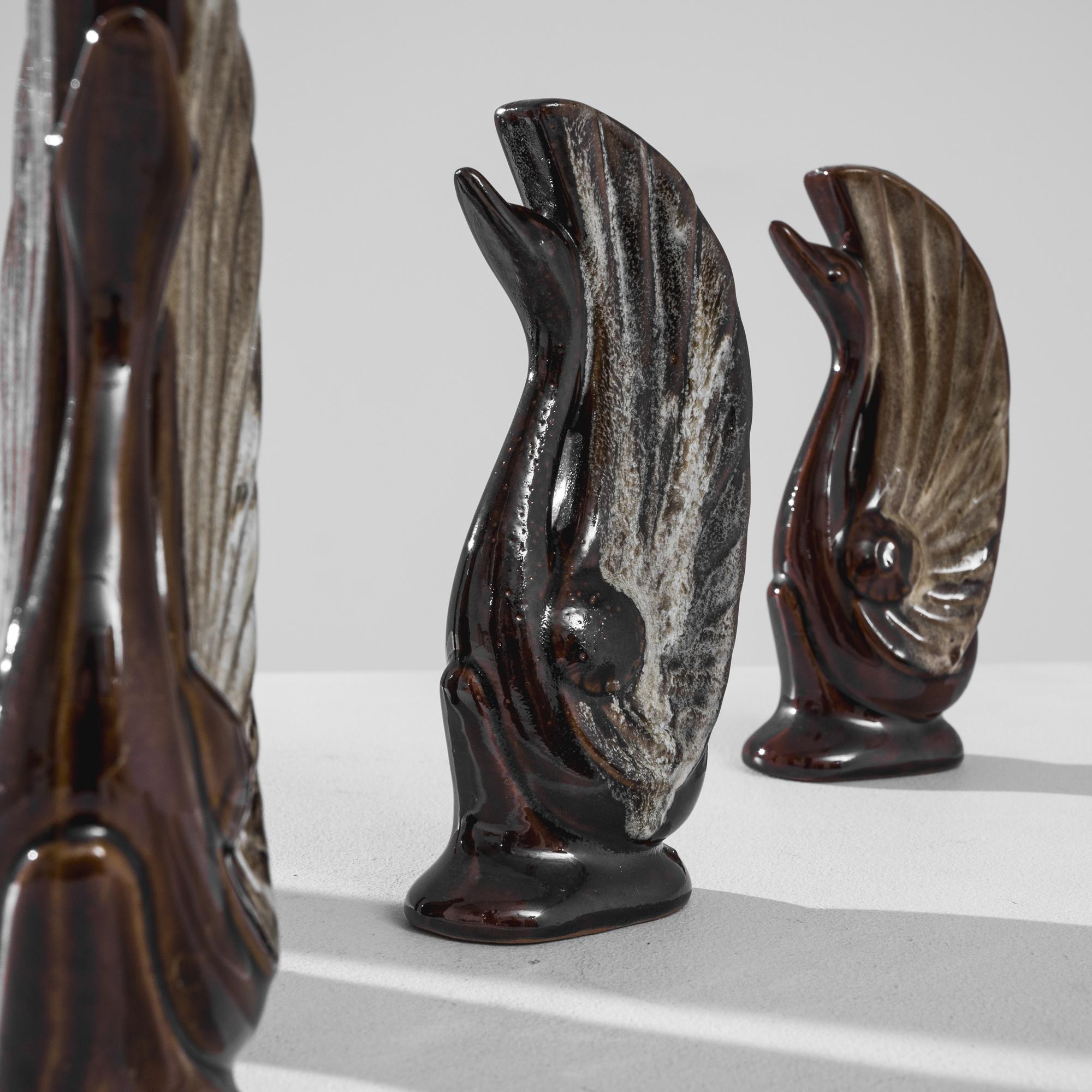 Mid-Century Modern Vintage Belgian Swan Vases, Set of Five