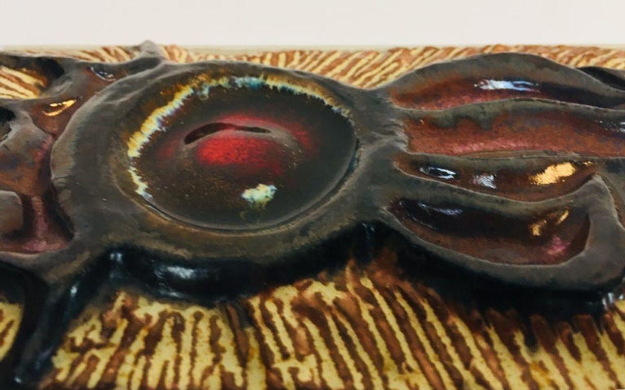 Vintage Belgian Tile Faced Entry Door Pull Handle by Artist Juliette Belarti For Sale 6