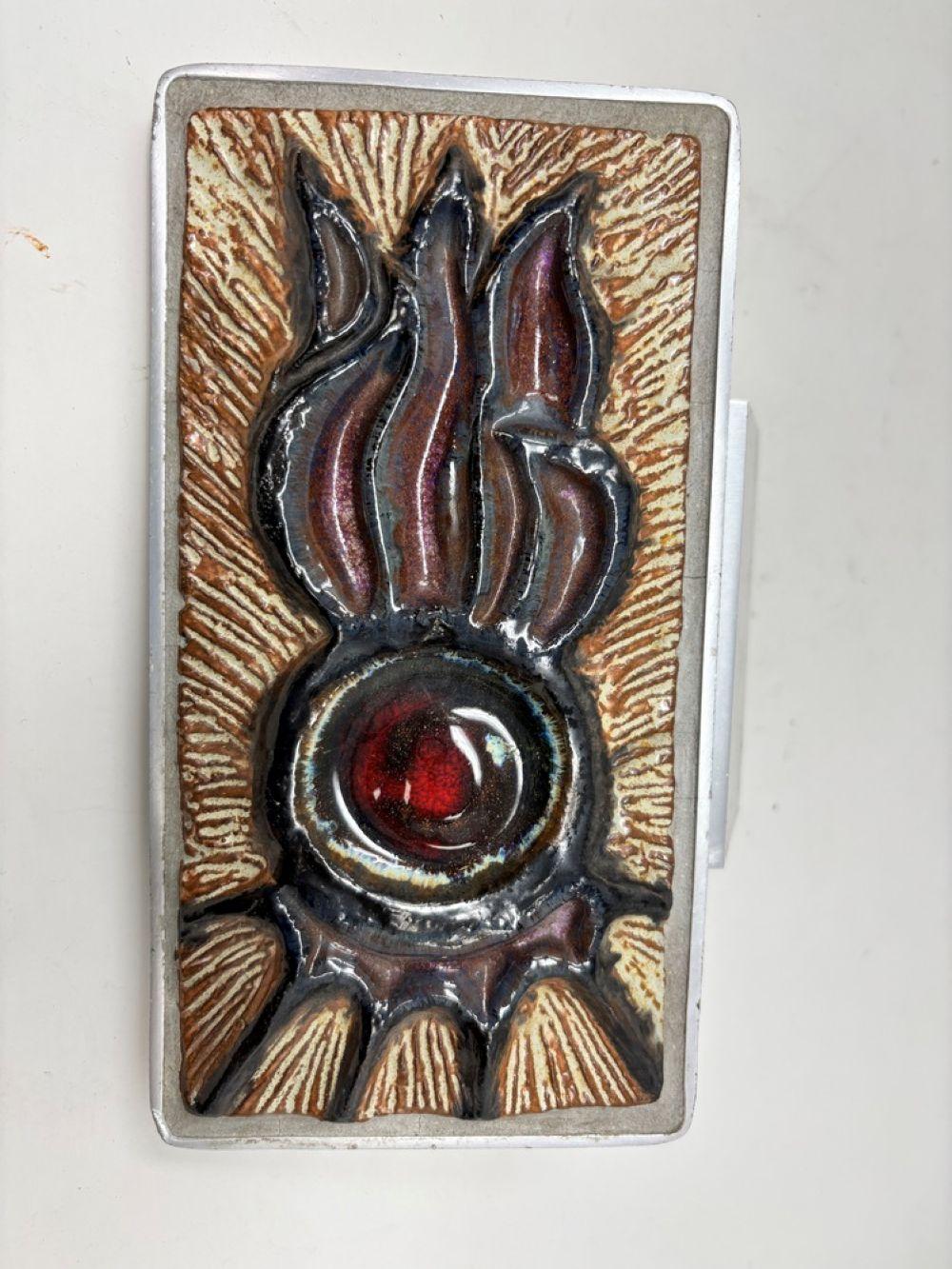 Vintage Belgian Tile Faced Entry Door Pull Handle by Artist Juliette Belarti For Sale 9