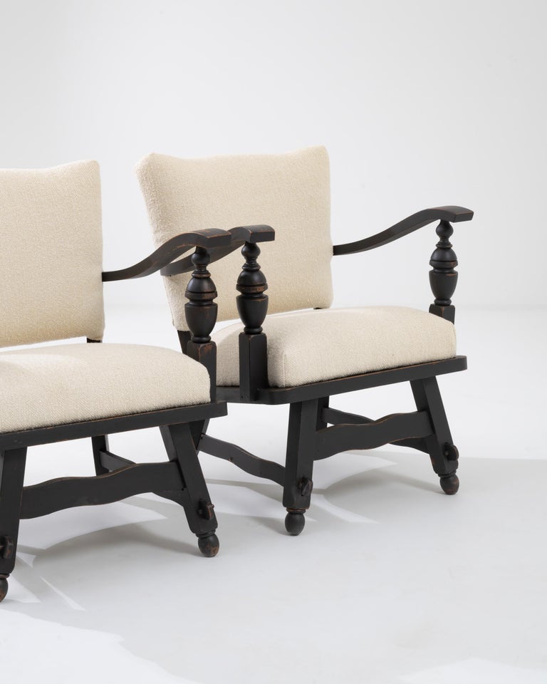 Vintage Belgian Upholstered Armchairs, a Pair For Sale at 1stDibs