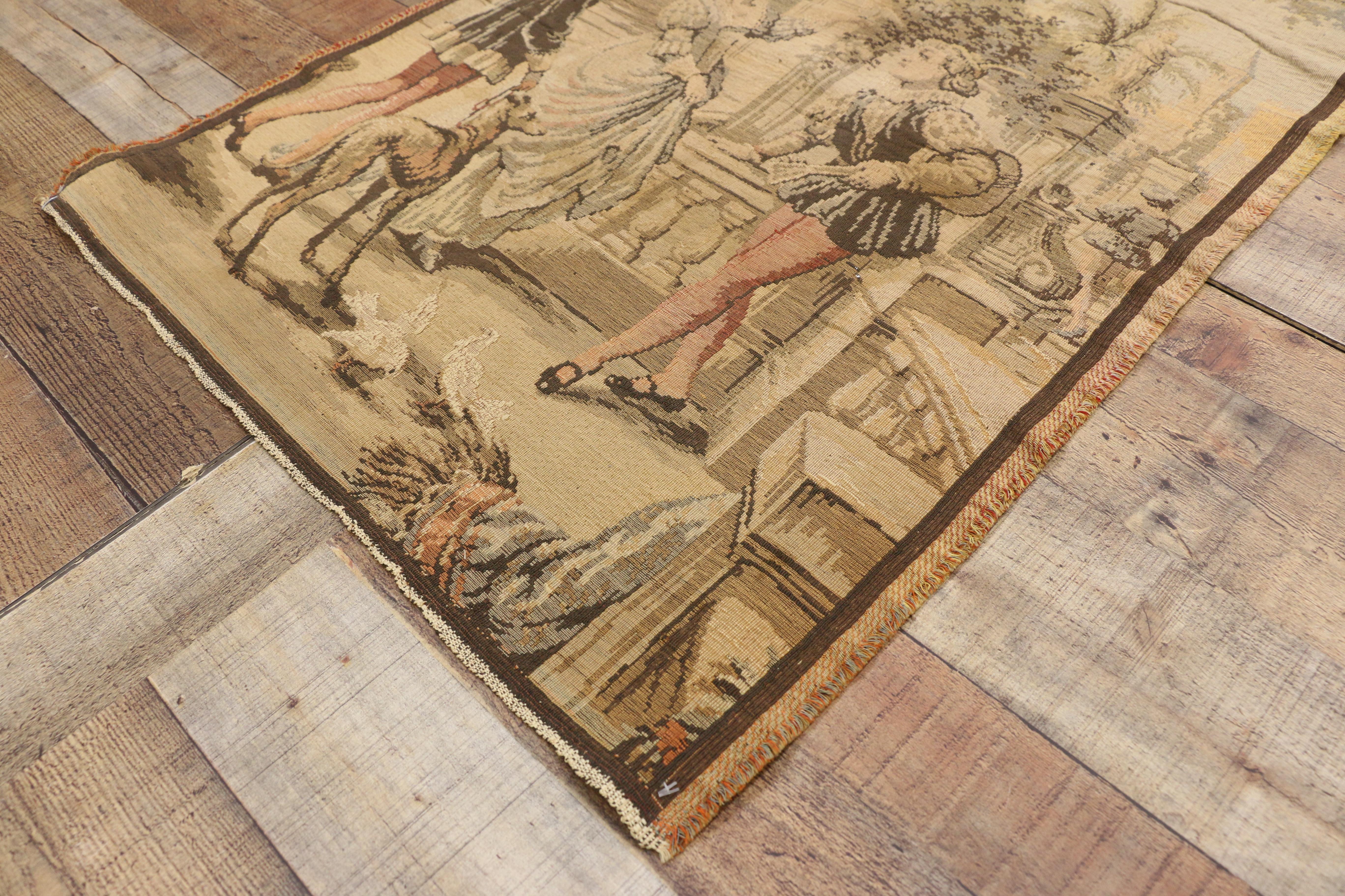 Machine-Made Vintage Belgian Venetian Renaissance Canal Scene Tapestry with Rococo Style For Sale