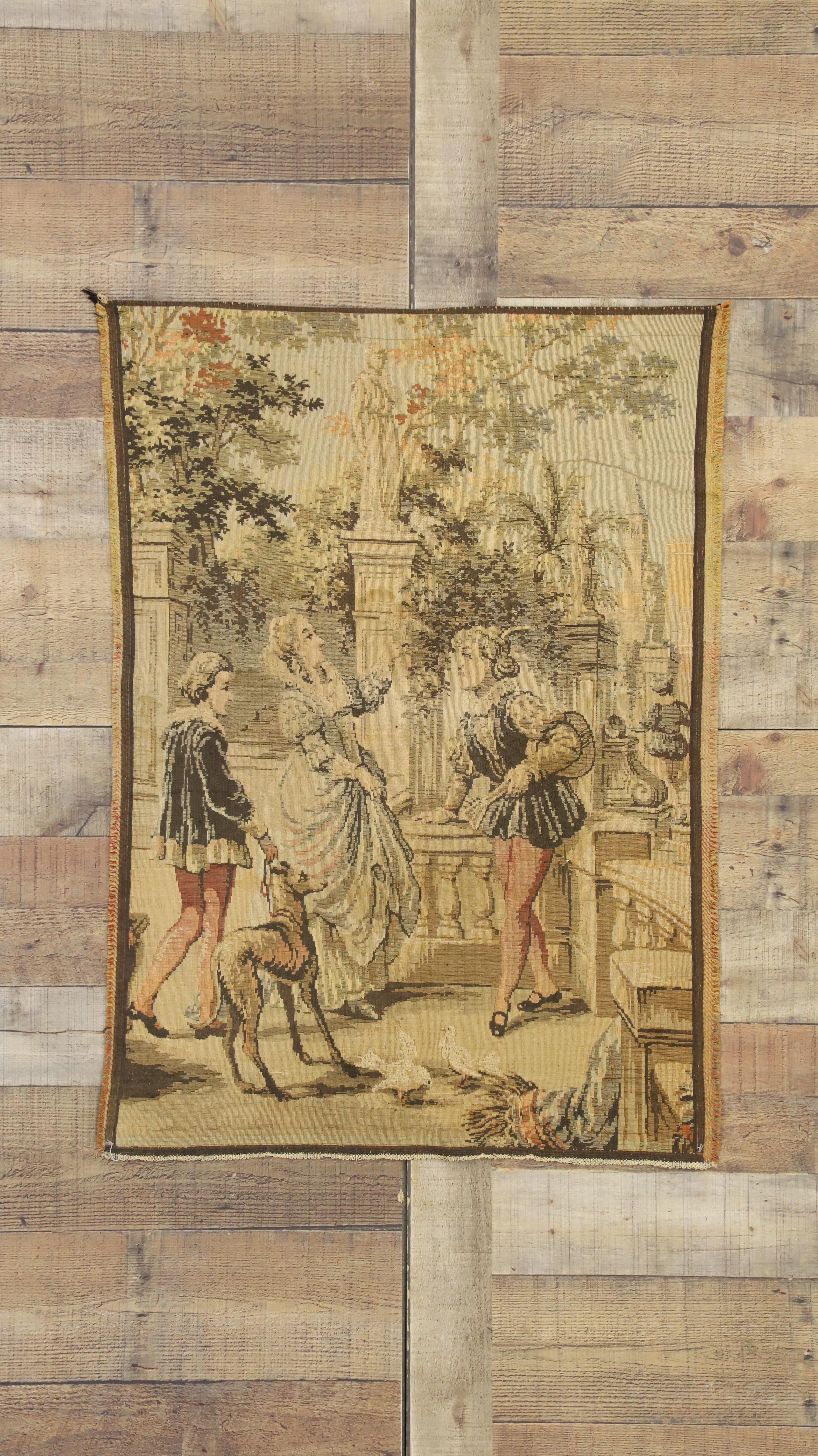 20th Century Vintage Belgian Venetian Renaissance Canal Scene Tapestry with Rococo Style For Sale
