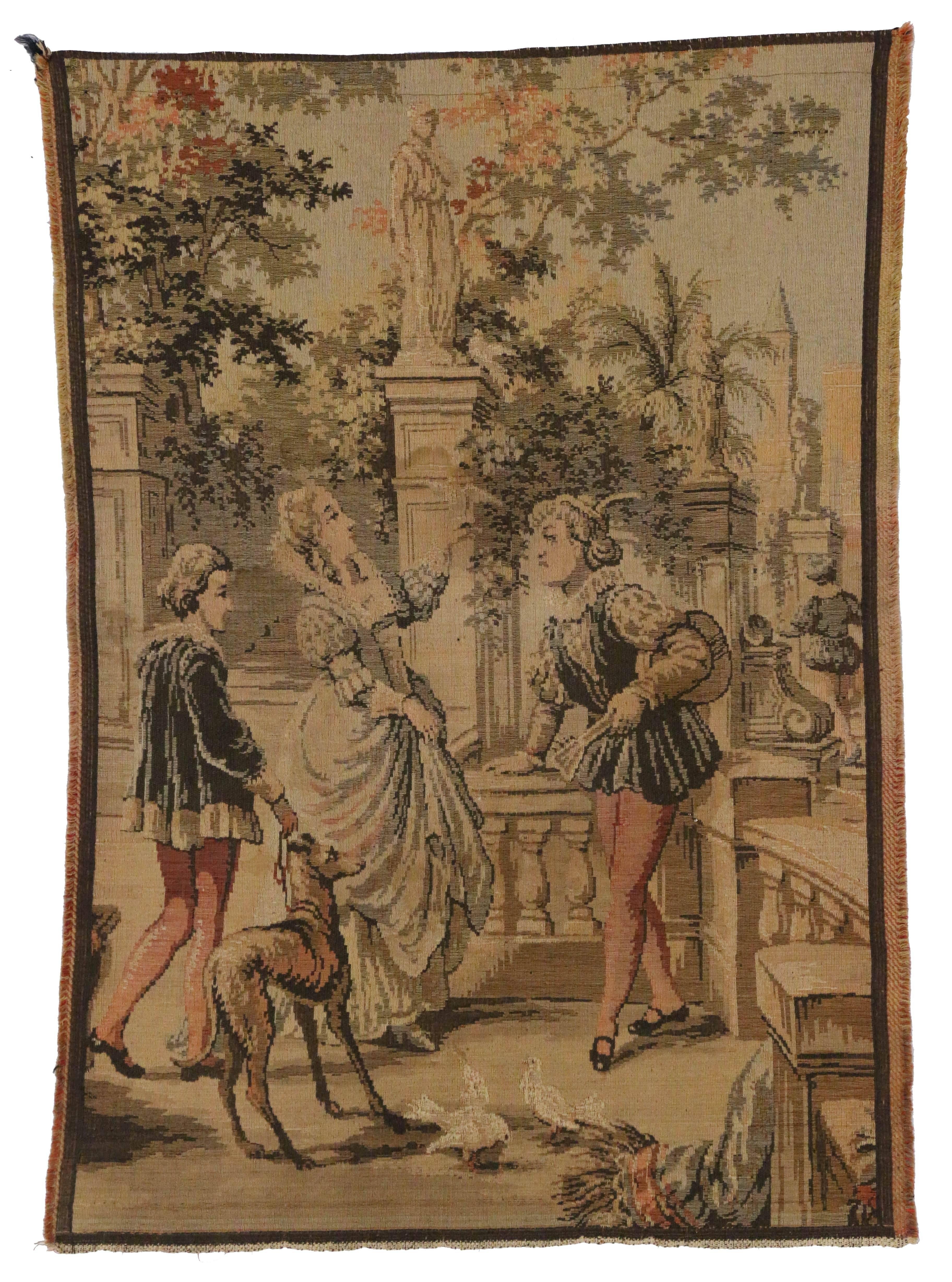 Wool Vintage Belgian Venetian Renaissance Canal Scene Tapestry with Rococo Style For Sale