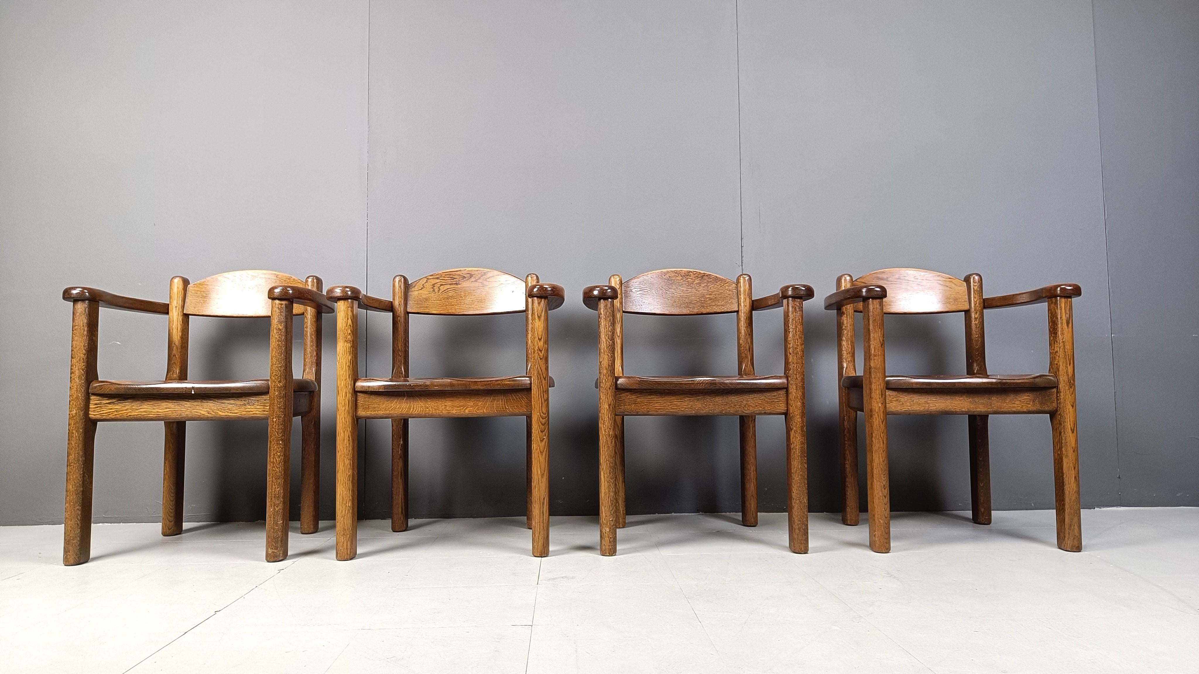 Fauteuils belges vintage en bois, 1970 Bon état - En vente à Leuven, Vlaams Gewest