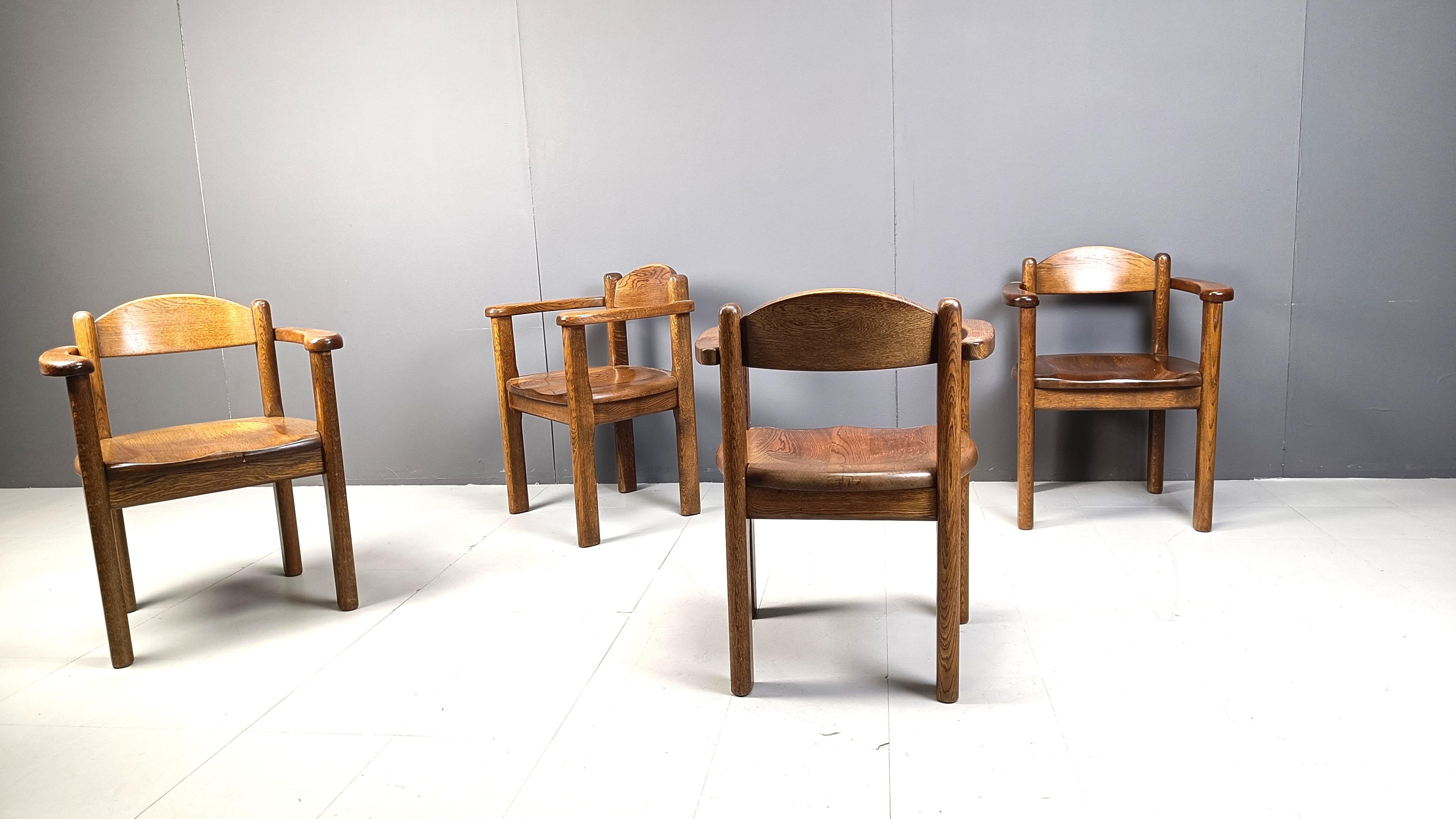 Chêne Fauteuils belges vintage en bois, 1970 en vente